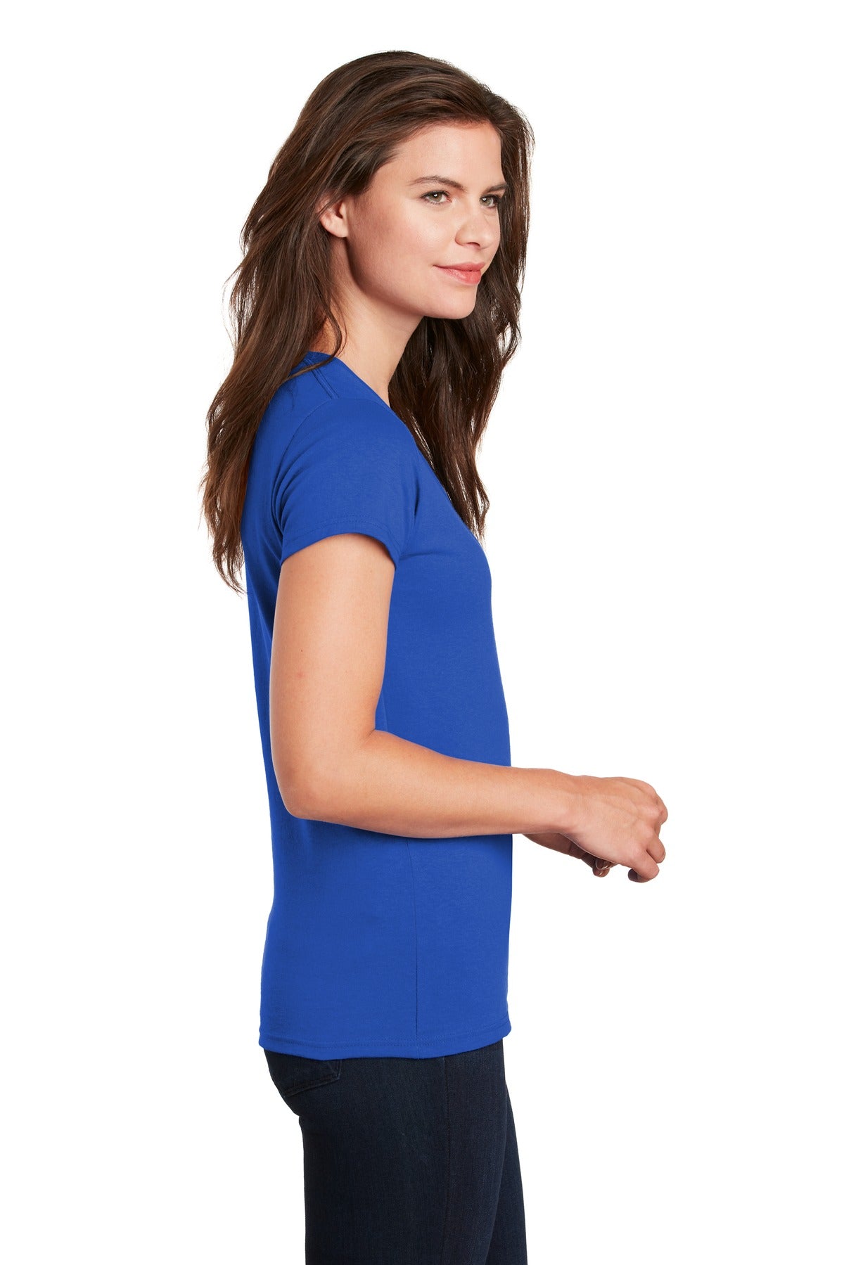 Royal Gildan Women's Heavy Cotton 100% Cotton V-Neck T-Shirt. 5V00L