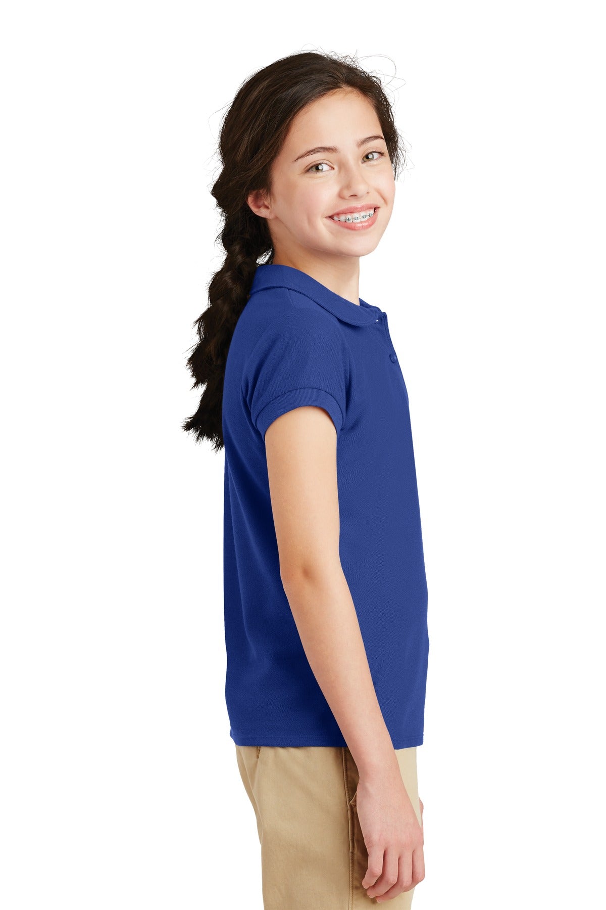 Royal Port Authority Girls Silk Touch Peter Pan Collar Polo. YG503