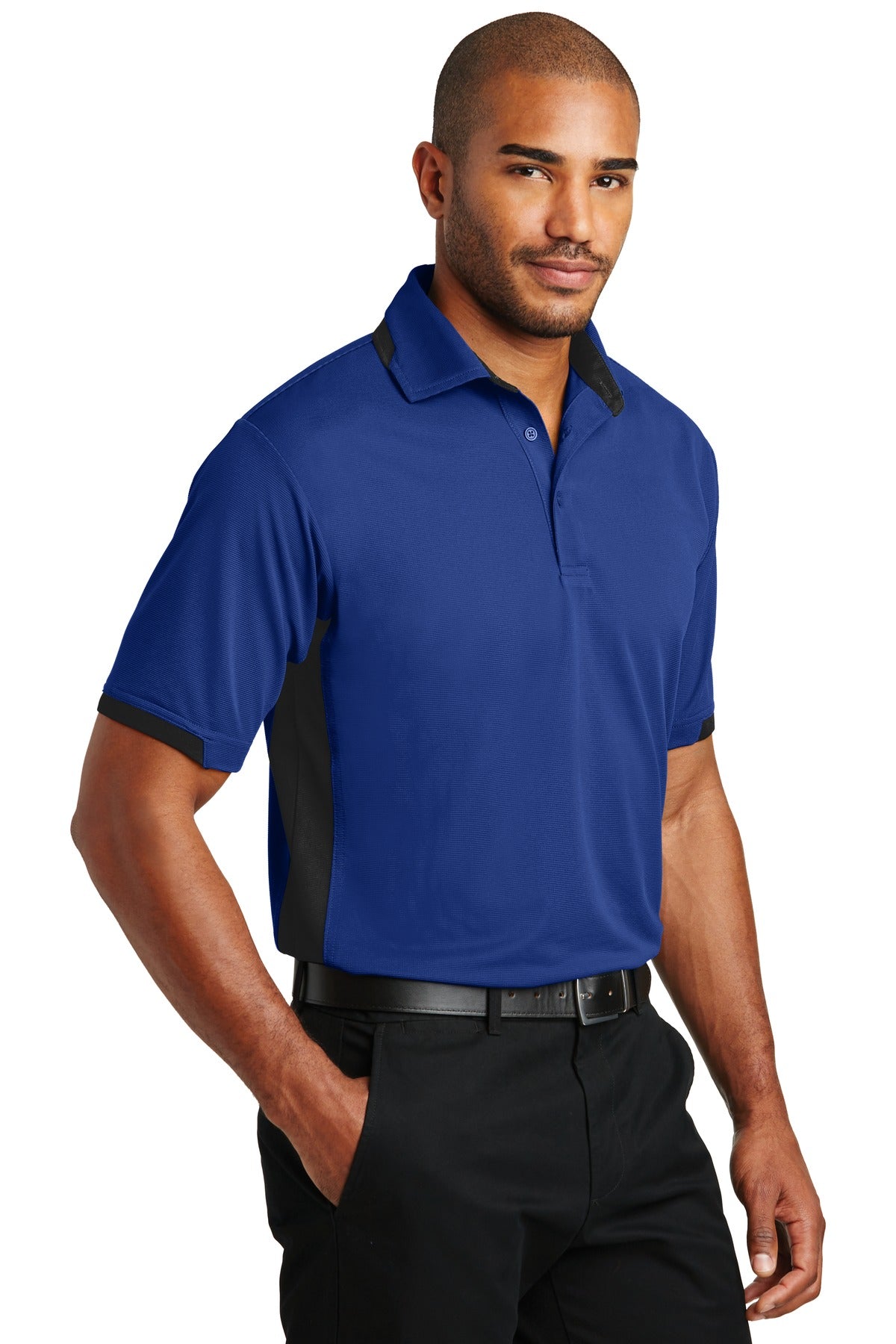 Royal/Black Port Authority Dry Zone Colorblock Ottoman Polo. K524