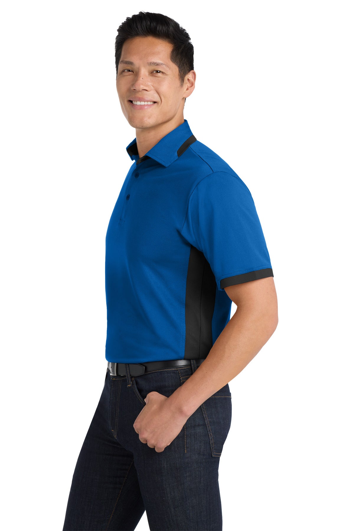 Royal/Black Port Authority Dry Zone Colorblock Ottoman Polo. K524
