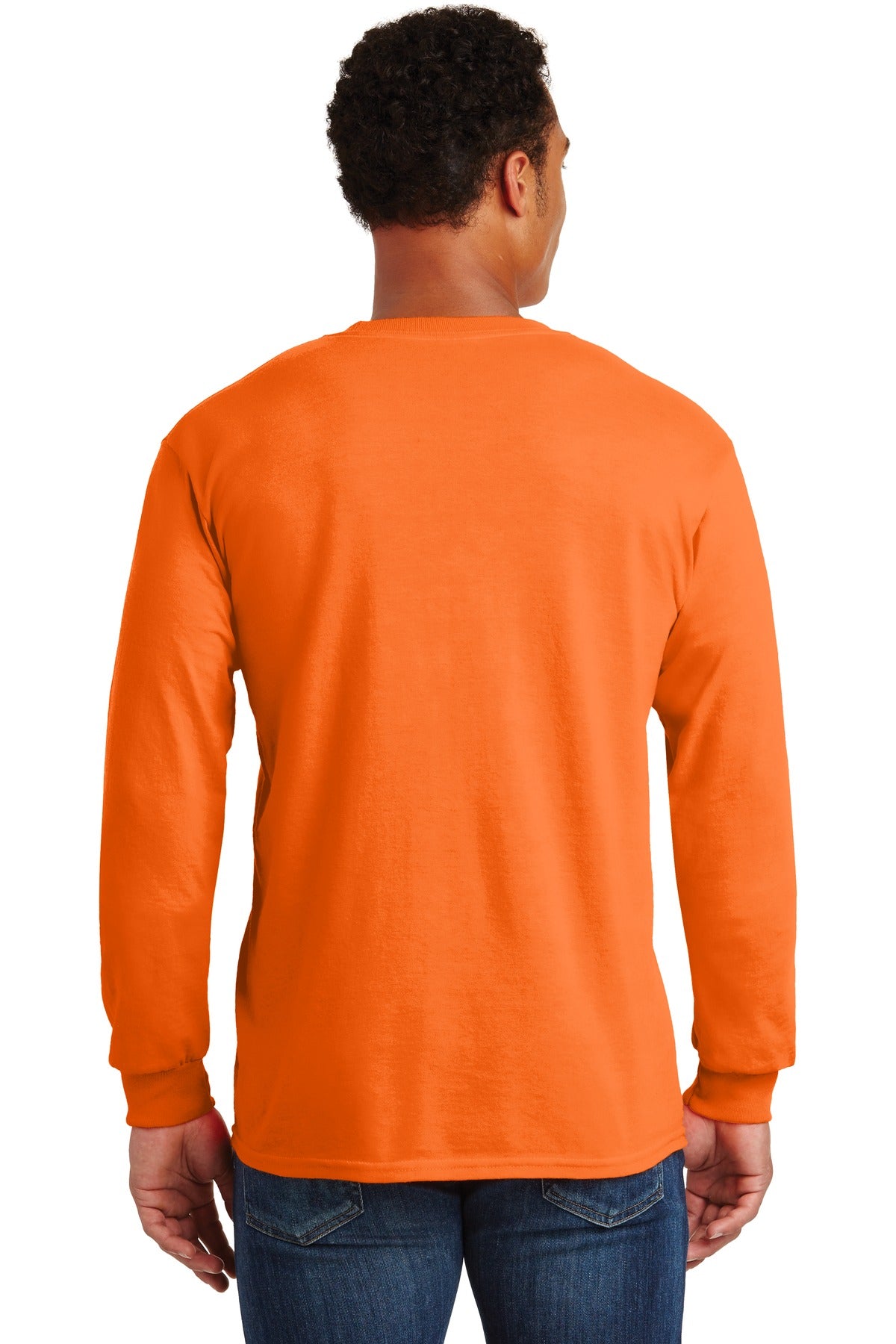 S Orange Gildan - Ultra Cotton 100% US Cotton Long Sleeve T-Shirt with Pocket. 2410