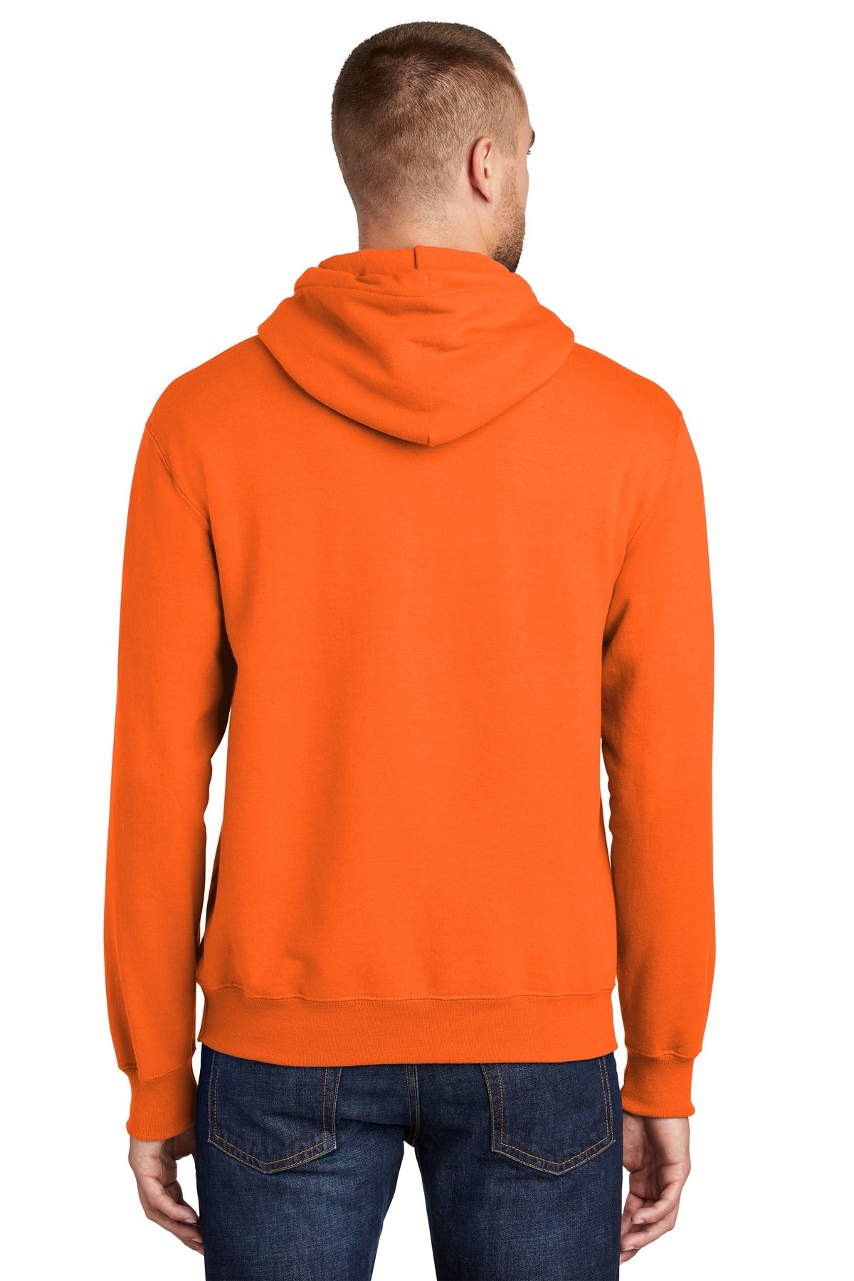 Safety Orange Port & Company Tall Essential Fleece Pullover Hooded Sweatshirt. PC90HT