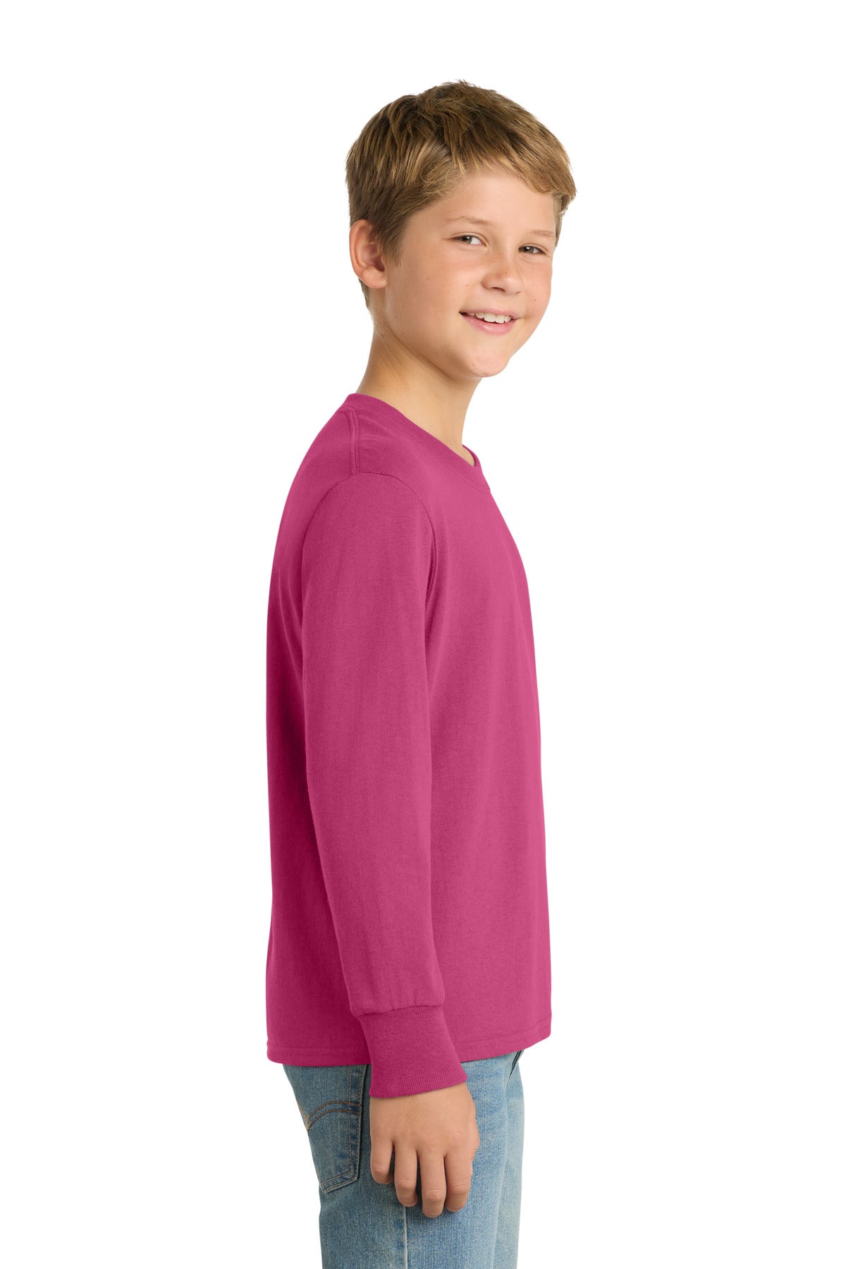 Sangria Port & Company Youth Long Sleeve Core Cotton Tee. PC54YLS