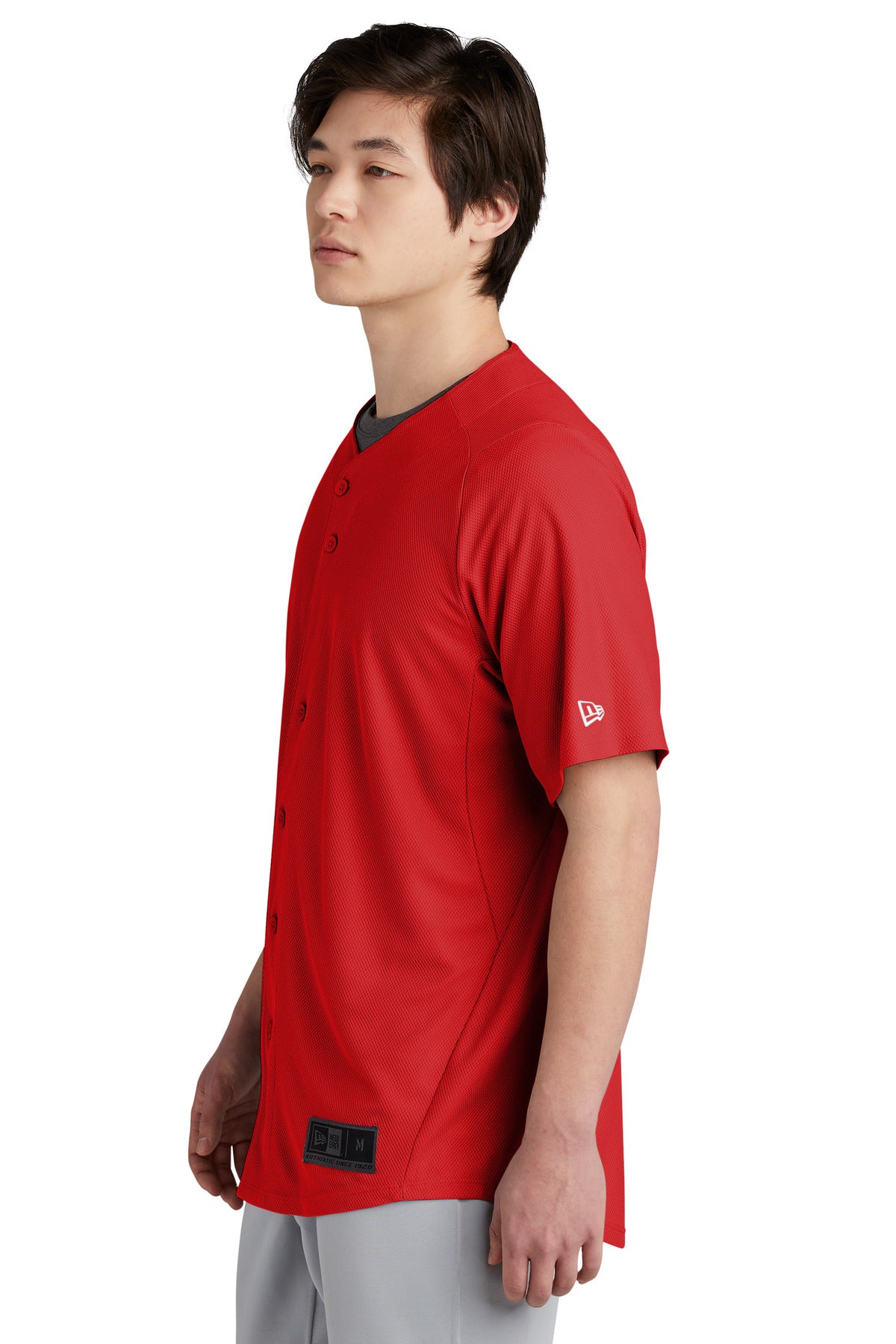 Scarlet New Era Diamond Era Full-Button Jersey. NEA220
