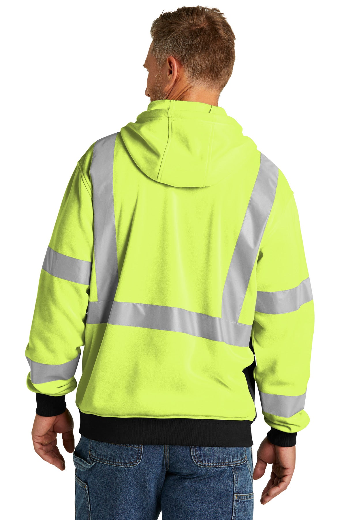 SftyYellow CornerStone A107 Class 3 Heavy-Duty Fleece Full-Zip Hoodie CSF300