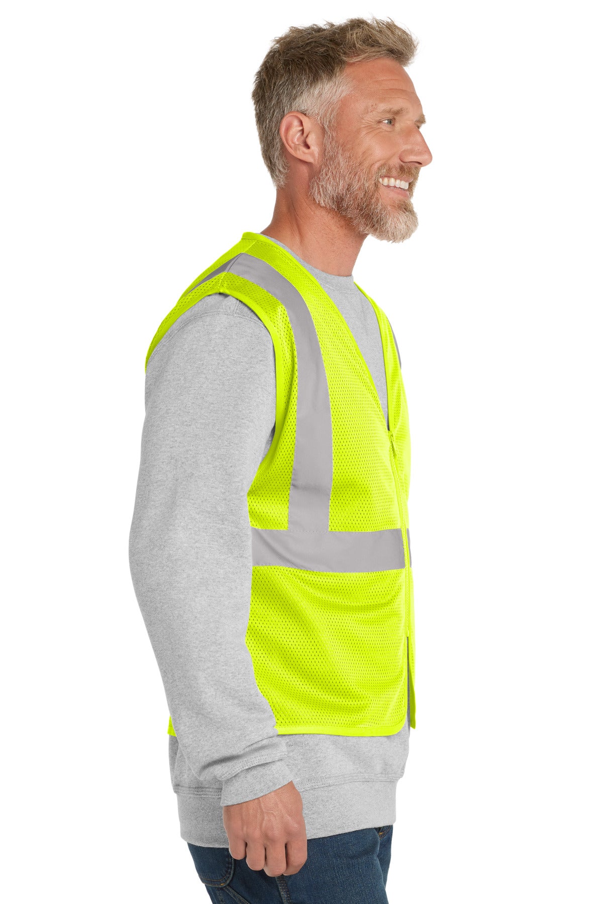 SftyYellow CornerStone ANSI 107 Class 2 Economy Mesh Zippered Vest. CSV101