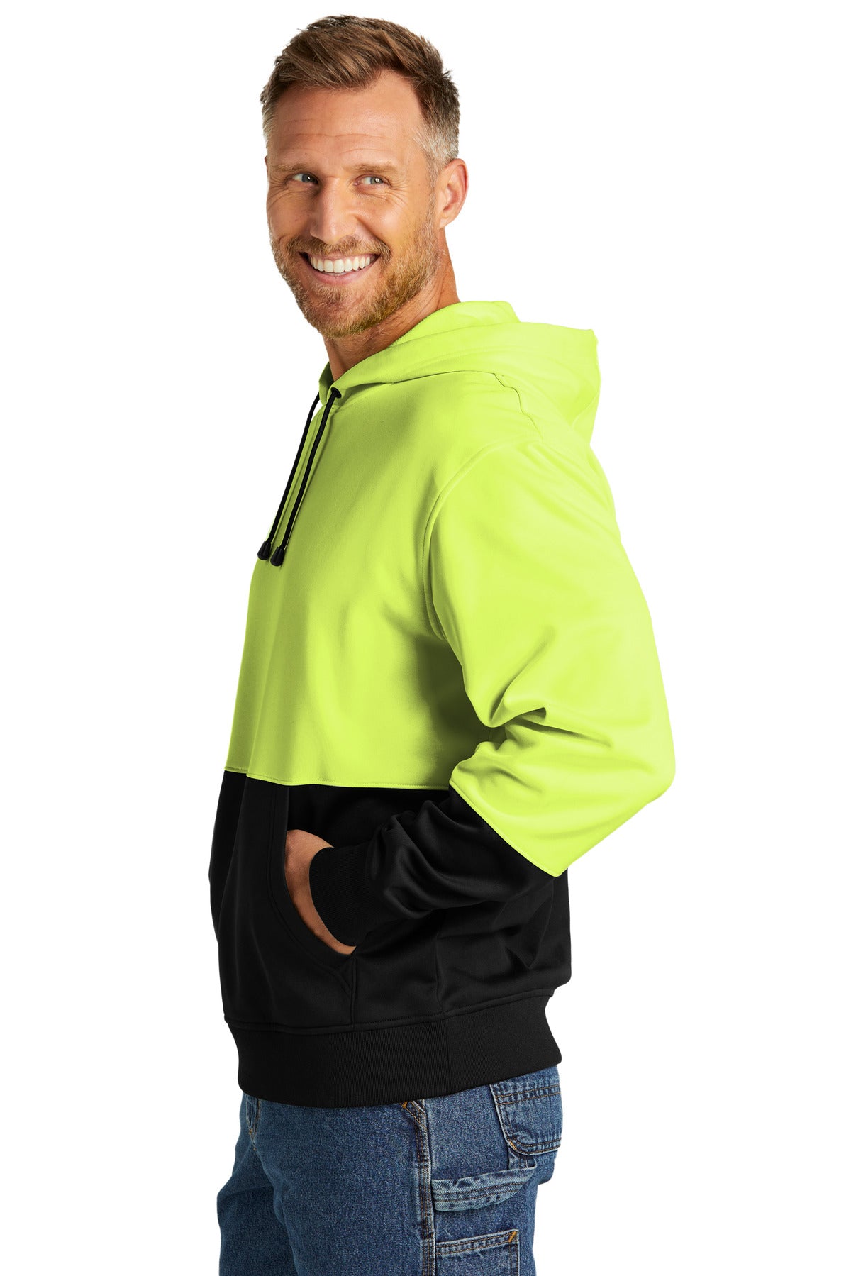 SftyYellow CornerStone Enhanced Visibility Fleece Pullover Hoodie CSF01