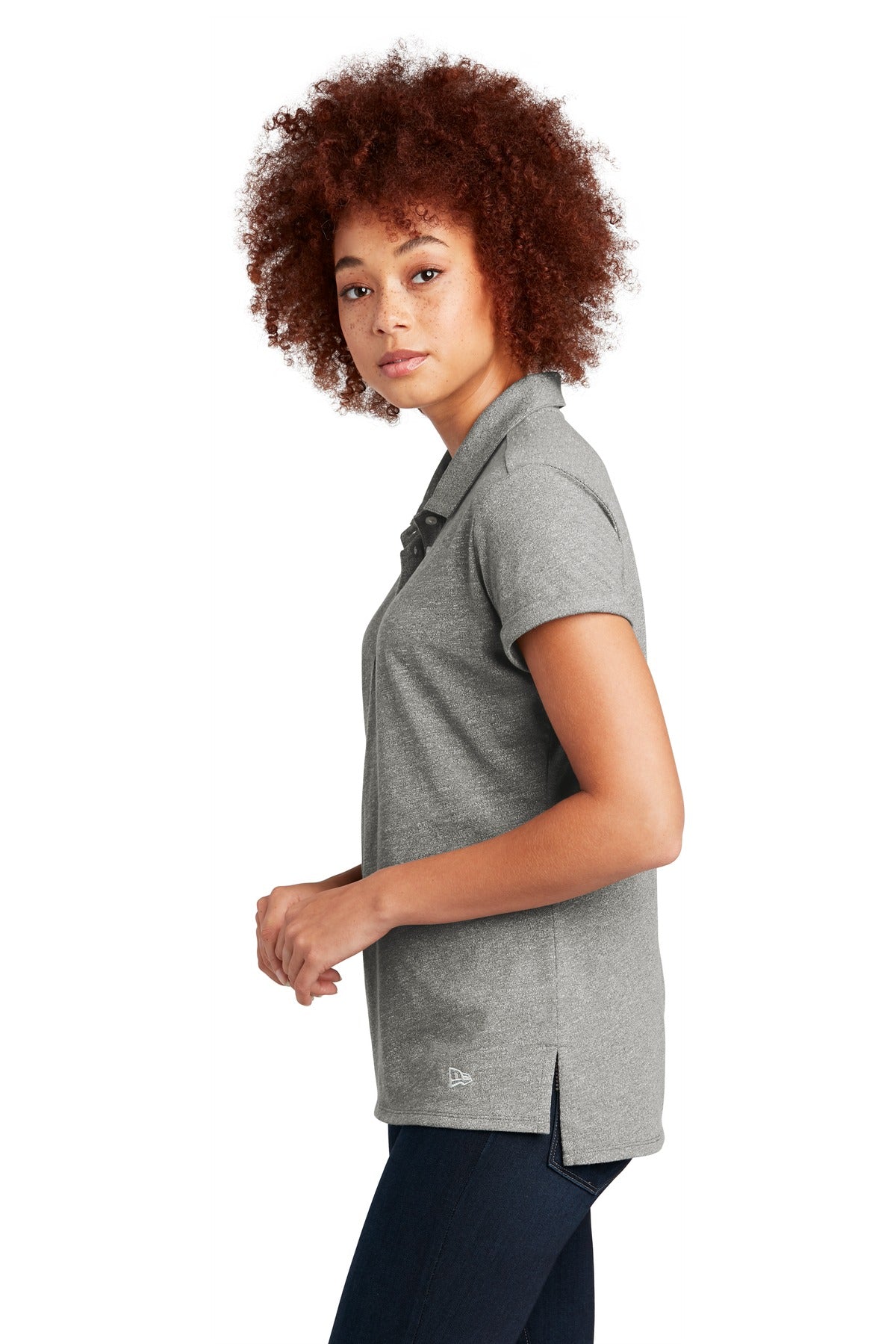 Shad Grey Twst New Era Women's Slub Twist Polo LNEA301