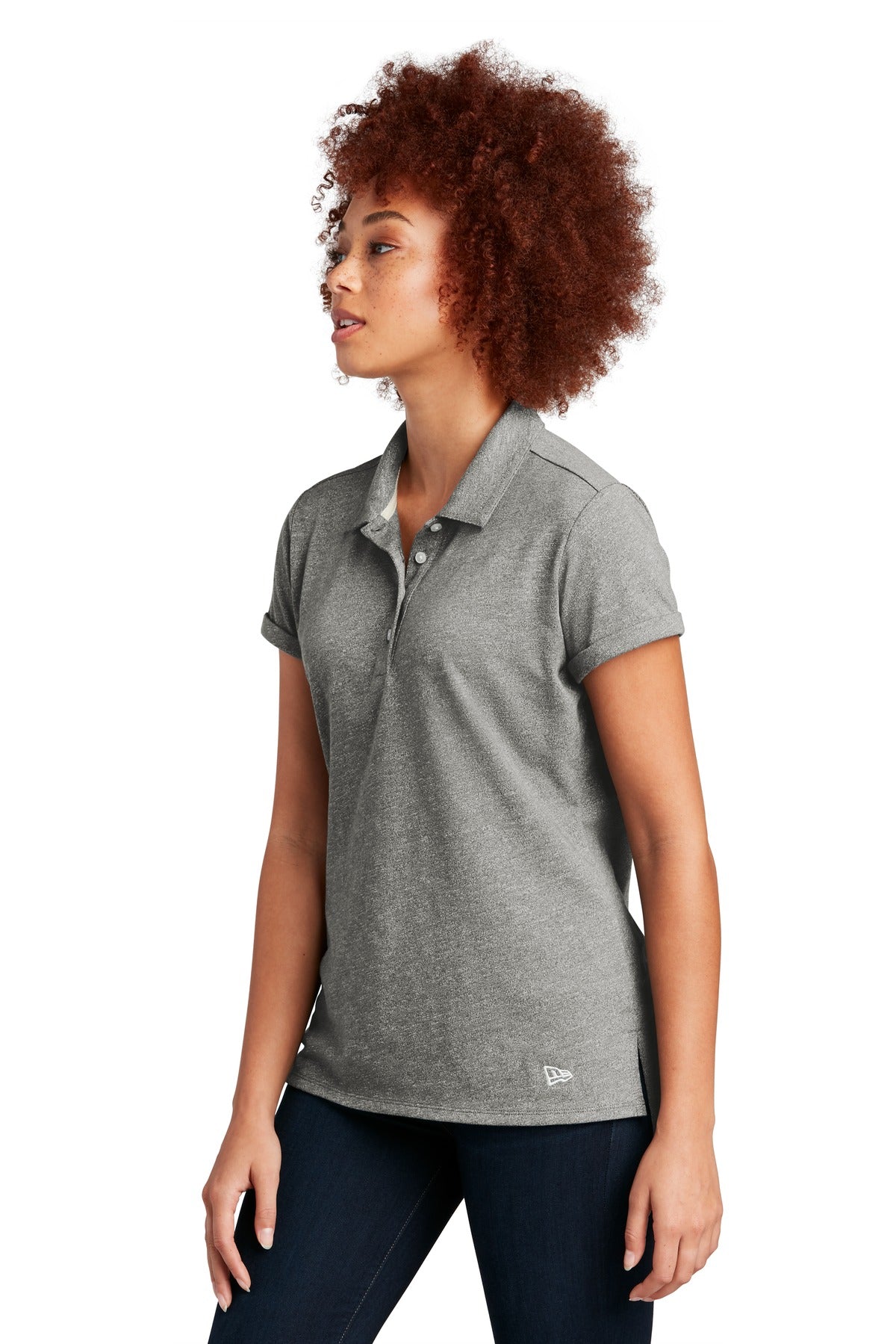 Shad Grey Twst New Era Women's Slub Twist Polo LNEA301