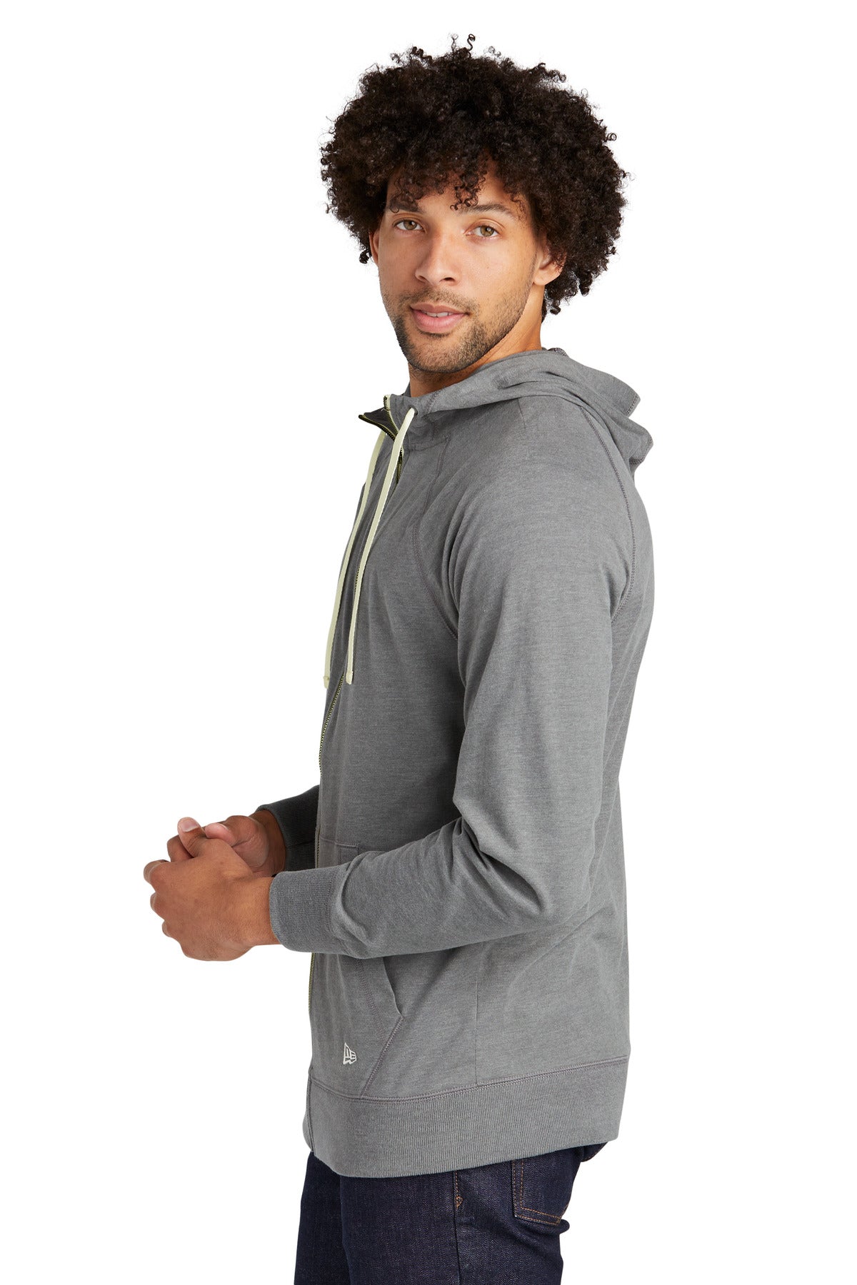 Shadow Grey He New Era Sueded Cotton Blend Full-Zip Hoodie. NEA122