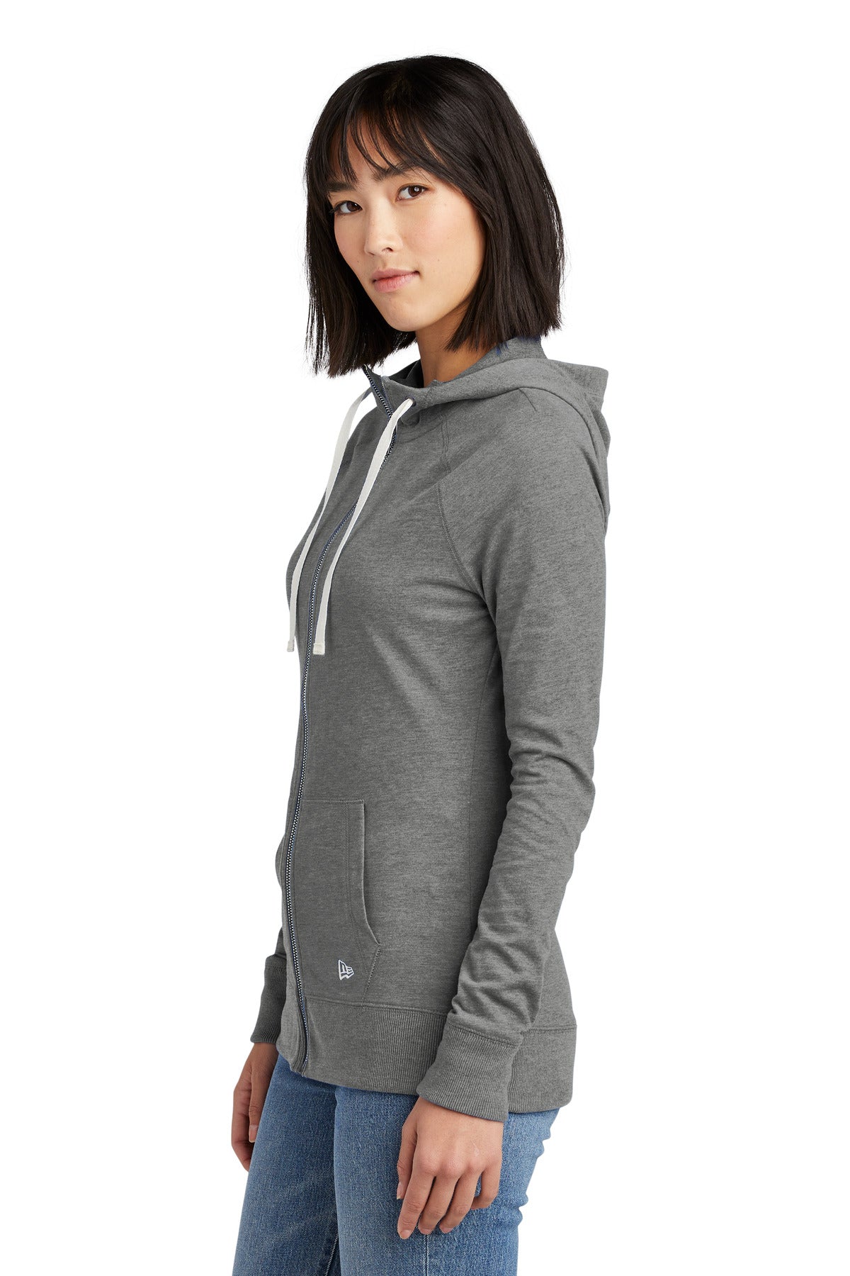 Shadow Grey He New Era Women's Sueded Cotton Blend Full-Zip Hoodie. LNEA122