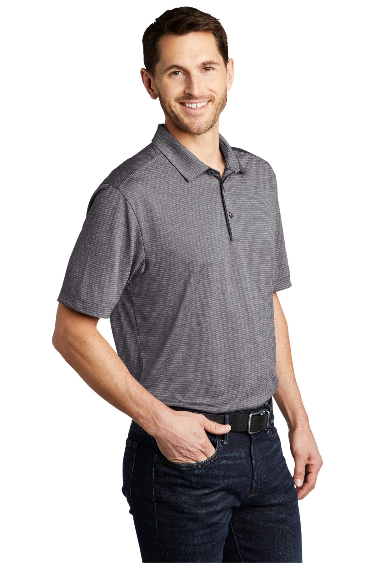 Shadow Grey Port Authority Shadow Stripe Polo. K585