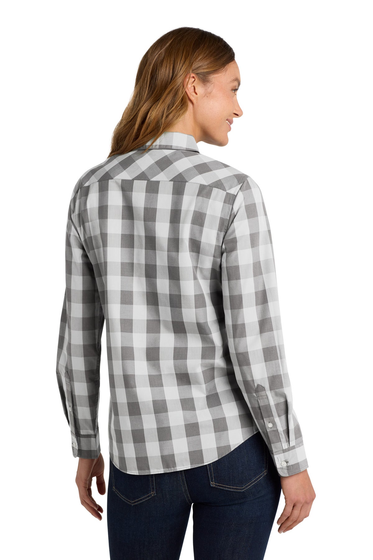 Shadow Grey Port Authority Women's Everyday Plaid Shirt. LW670