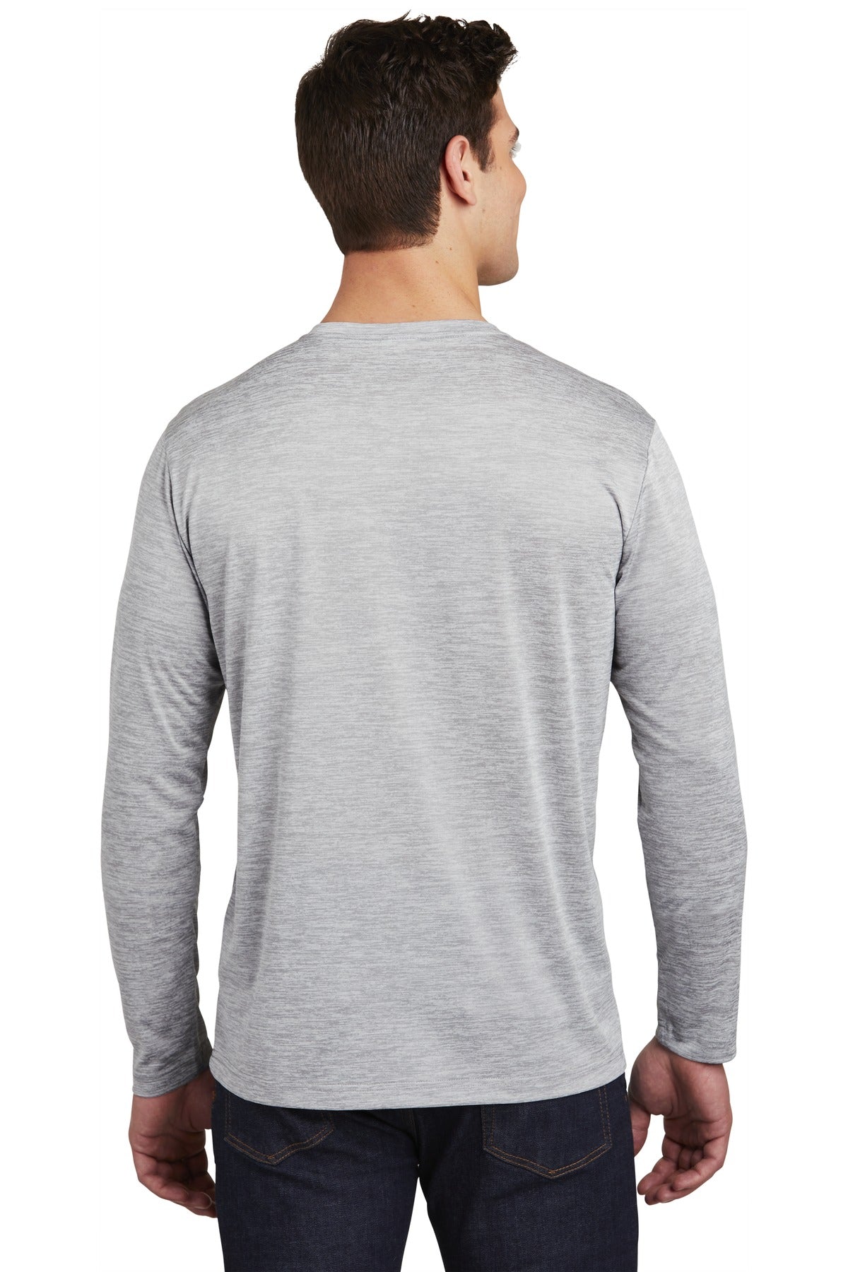 Silver Electrc Sport-Tek PosiCharge Long Sleeve Electric Heather Tee. ST390LS
