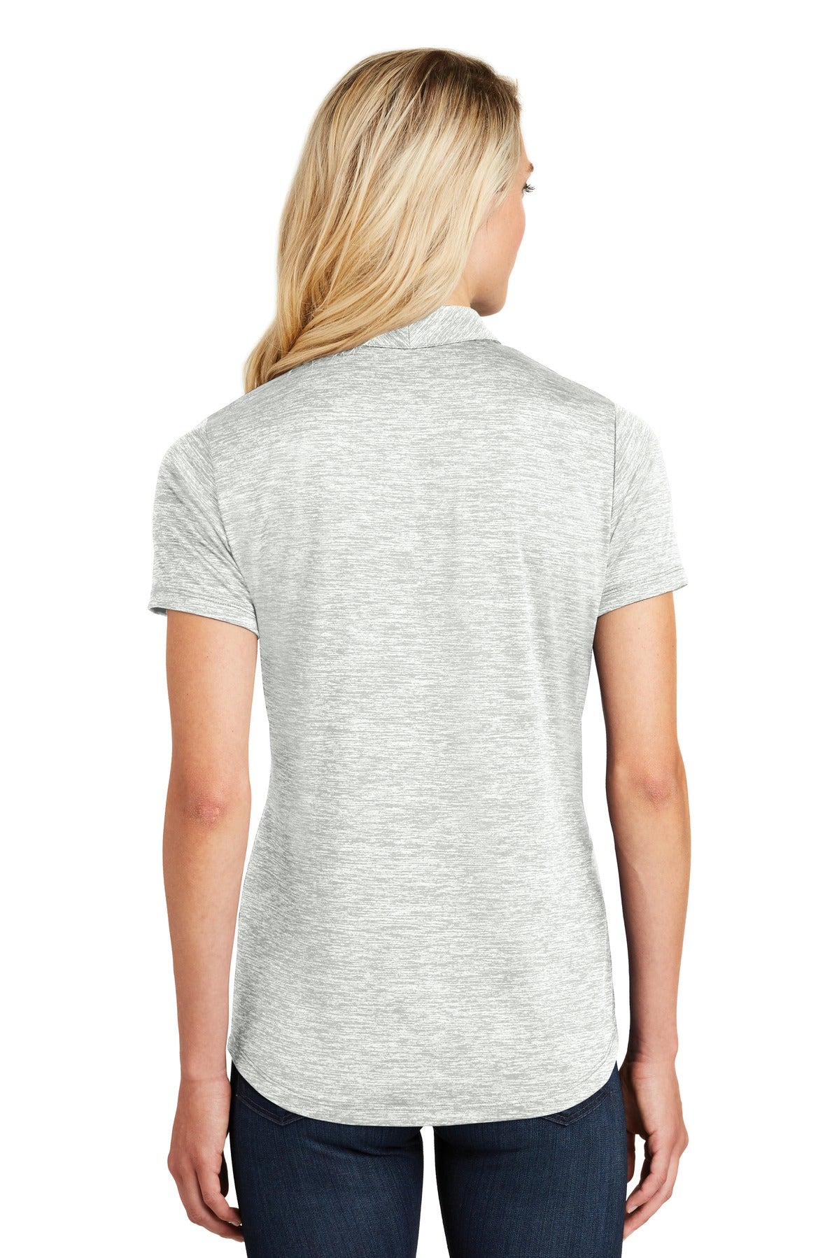 Silver Electrc Sport-Tek Women's PosiCharge Electric Heather Polo. LST590