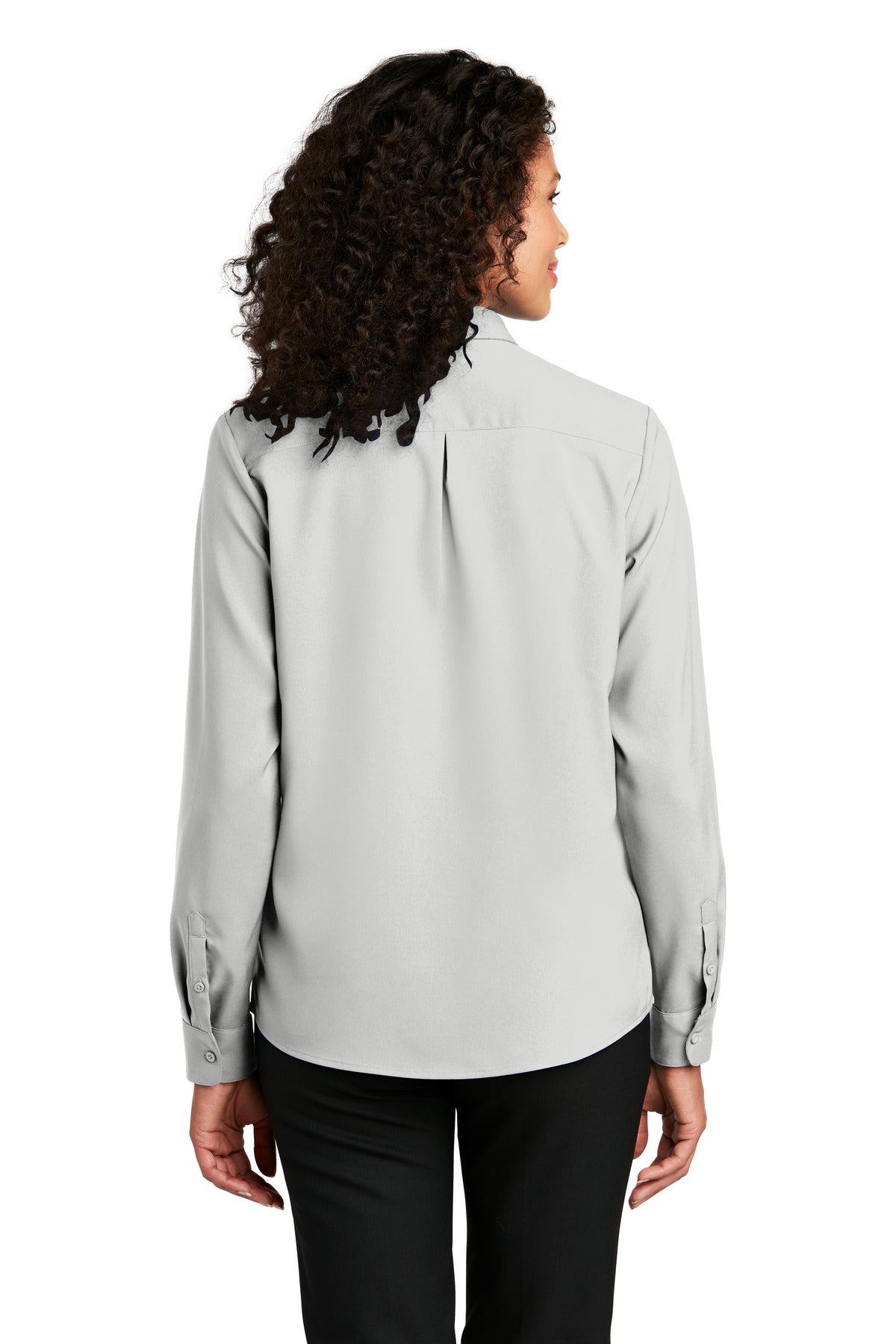 Silver Port Authority Women's Long Sleeve Performance Staff Shirt LW401