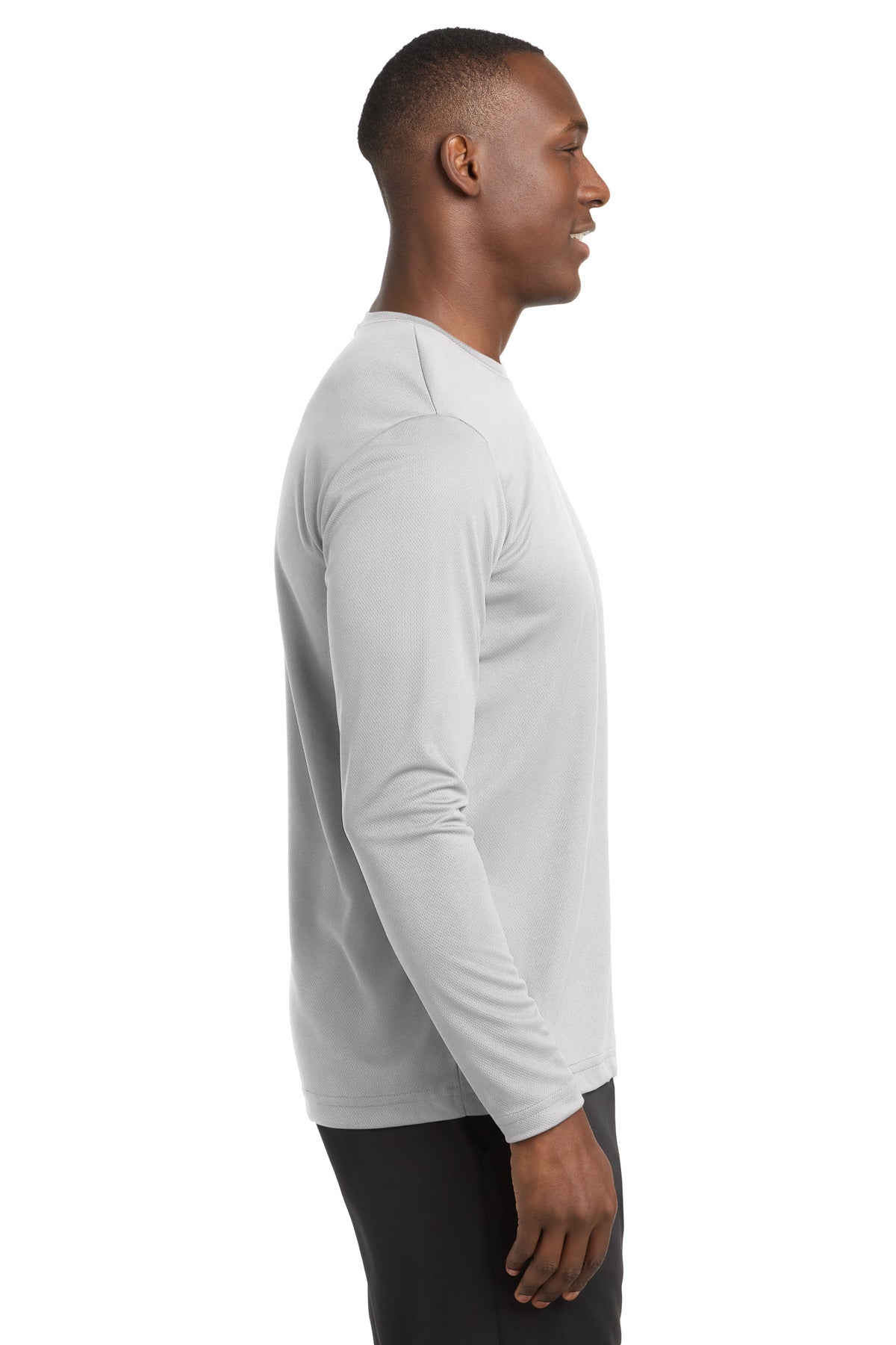 Silver Sport-Tek PosiCharge RacerMesh Long Sleeve Tee. ST340LS