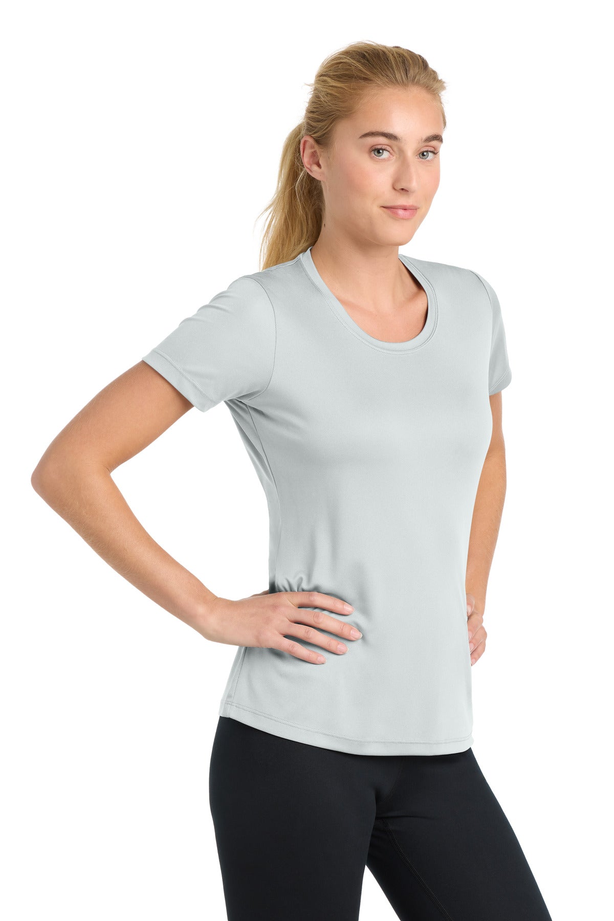 Silver Sport-Tek Women's PosiCharge Competitor Tee. LST350