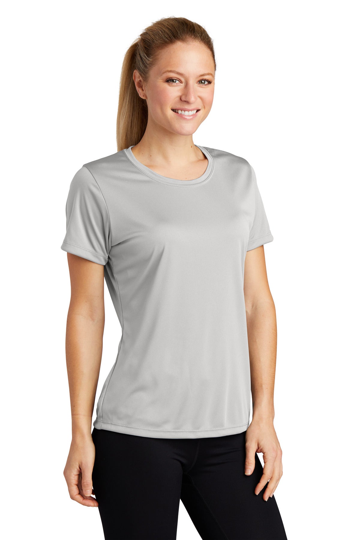 Silver Sport-Tek Women's PosiCharge Competitor Tee. LST350