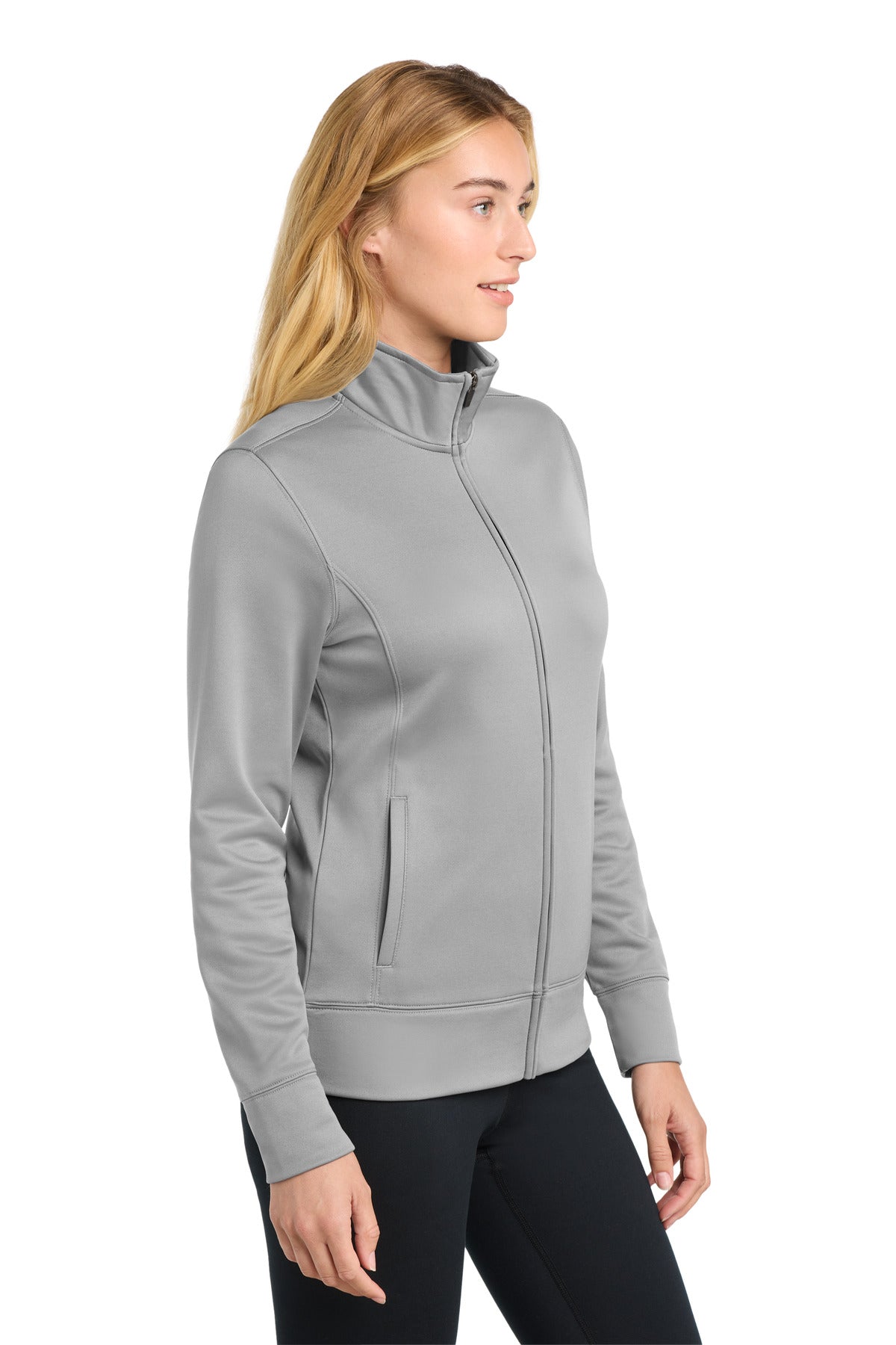 Silver Sport-Tek Women's Sport-Wick Fleece Full-Zip Jacket. LST241