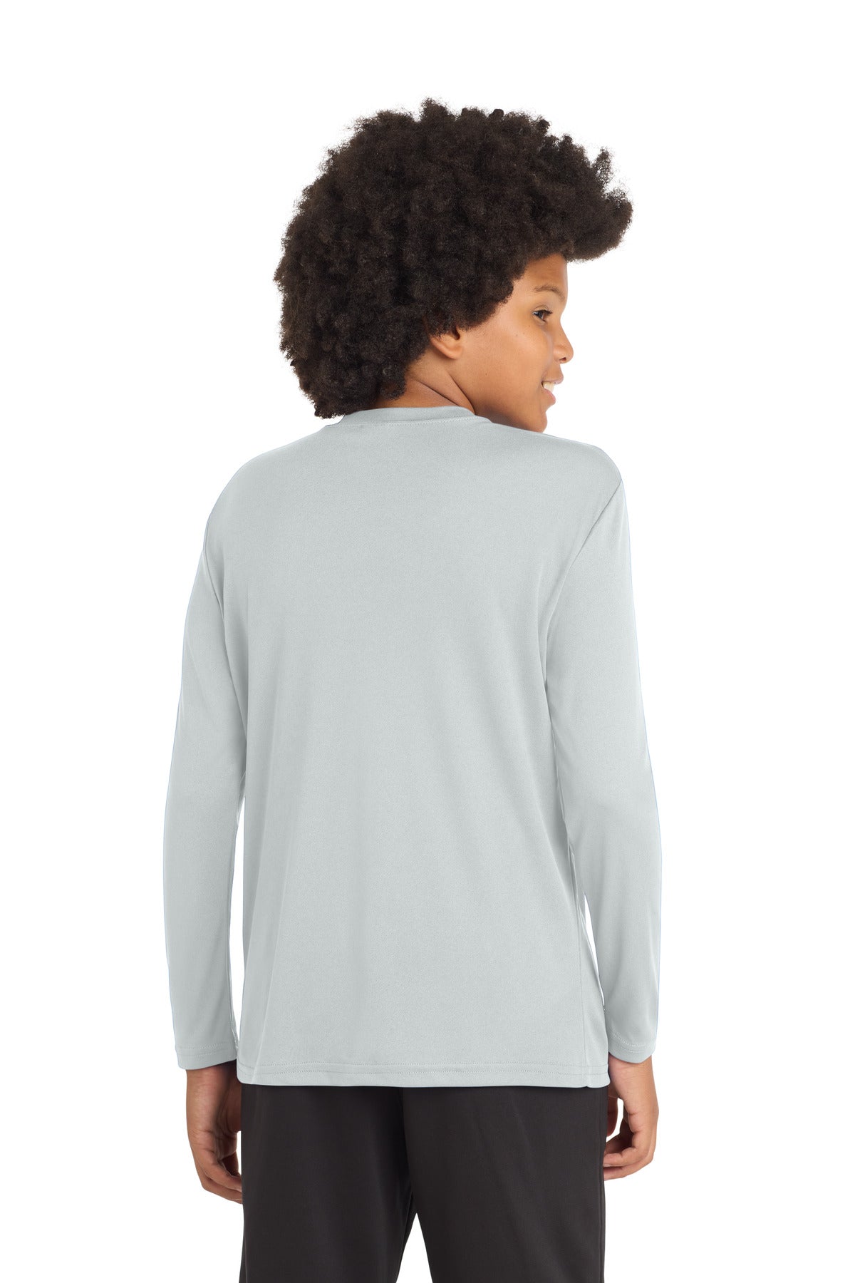Silver Sport-Tek Youth Long Sleeve PosiCharge Competitor Tee. YST350LS