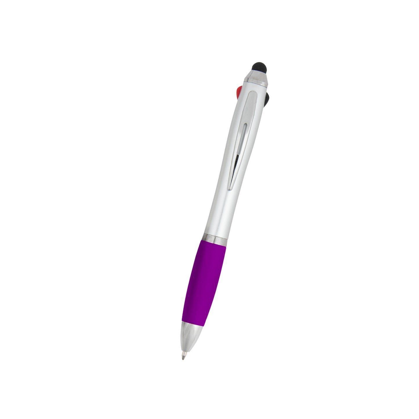 SILVER WITH PURPLE 3-In-One Pen With Stylus grouped