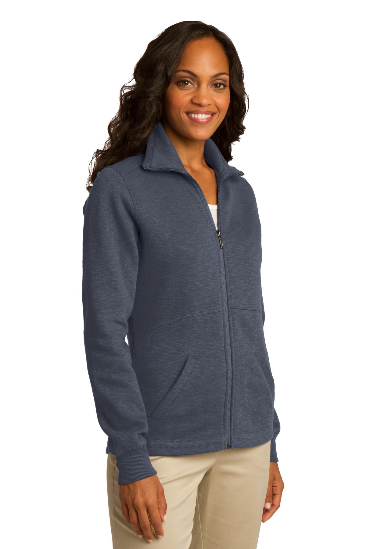 Slate Grey Port Authority Women's Slub Fleece Full-Zip Jacket. L293