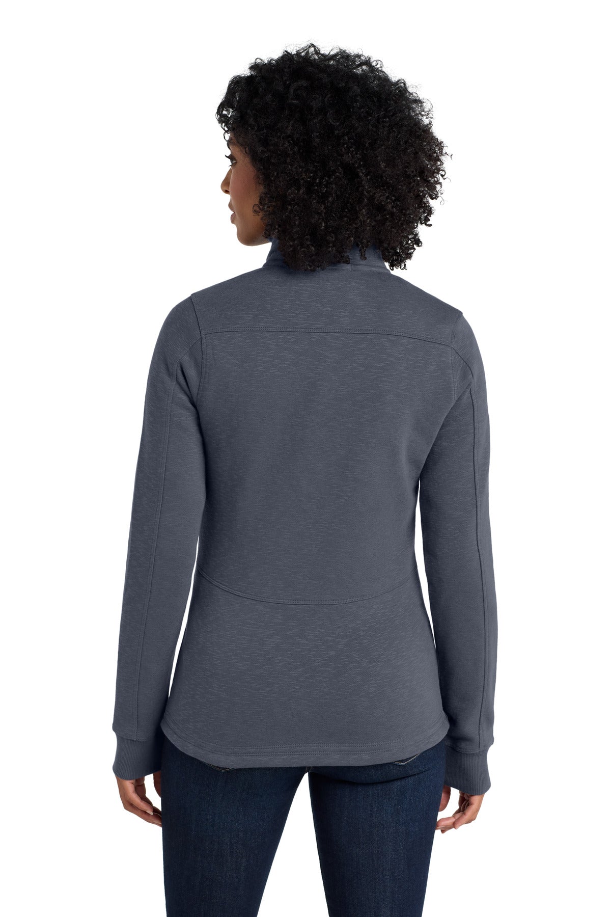 Slate Grey Port Authority Women's Slub Fleece Full-Zip Jacket. L293