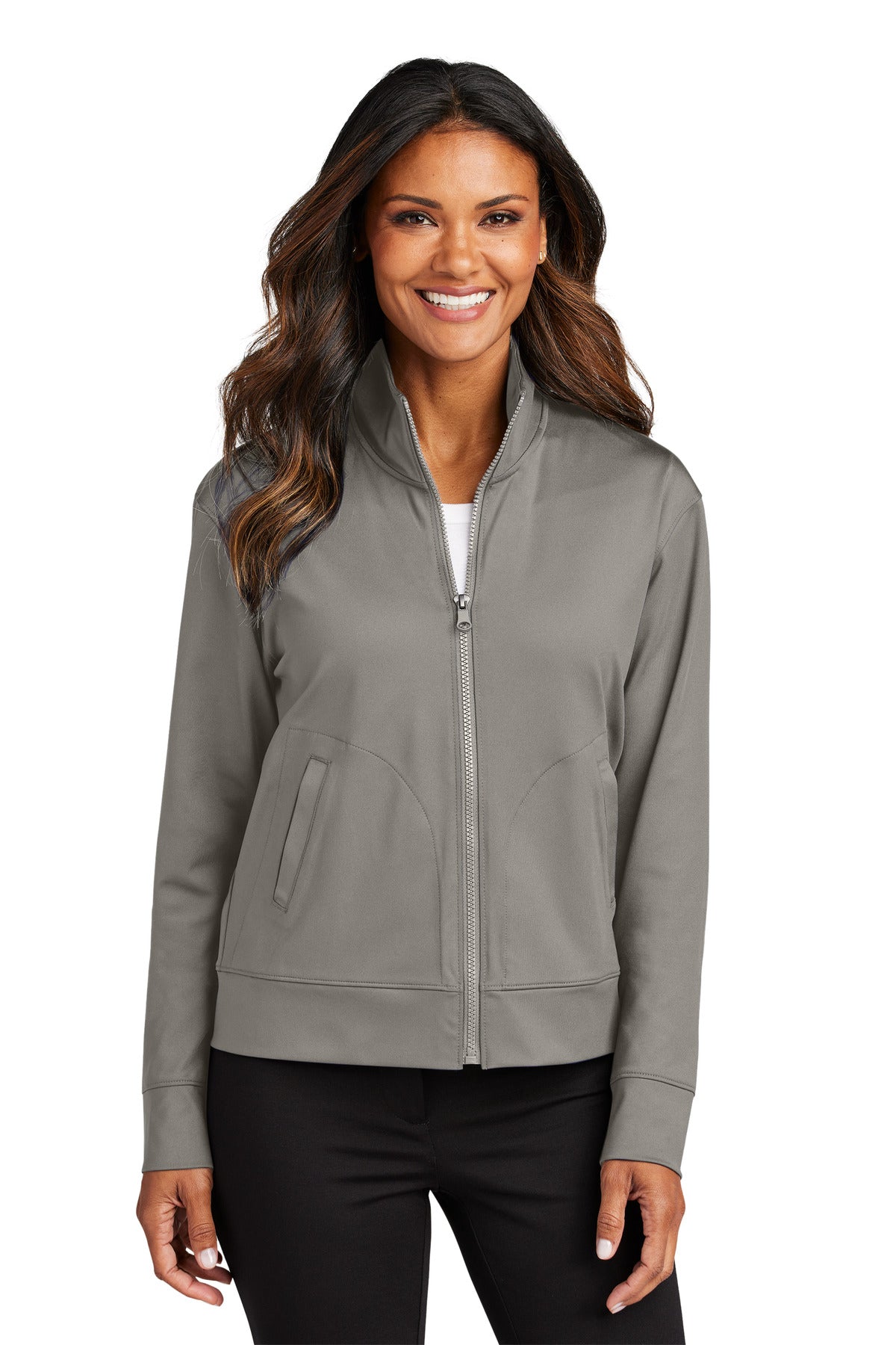 SmokeGrey Port Authority Women's C-FREE Double Knit Full-Zip LK881