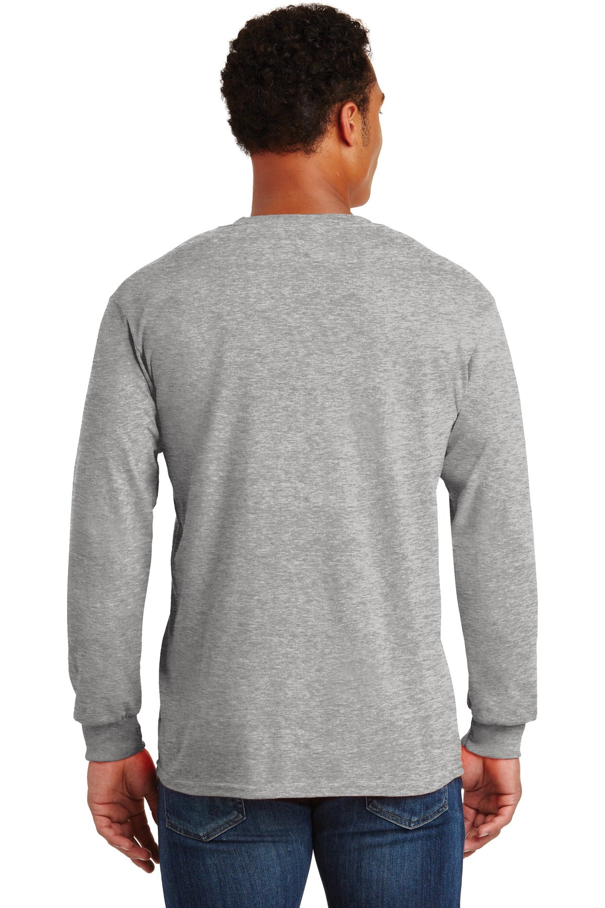 Sport Grey Gildan - Ultra Cotton 100% US Cotton Long Sleeve T-Shirt with Pocket. 2410