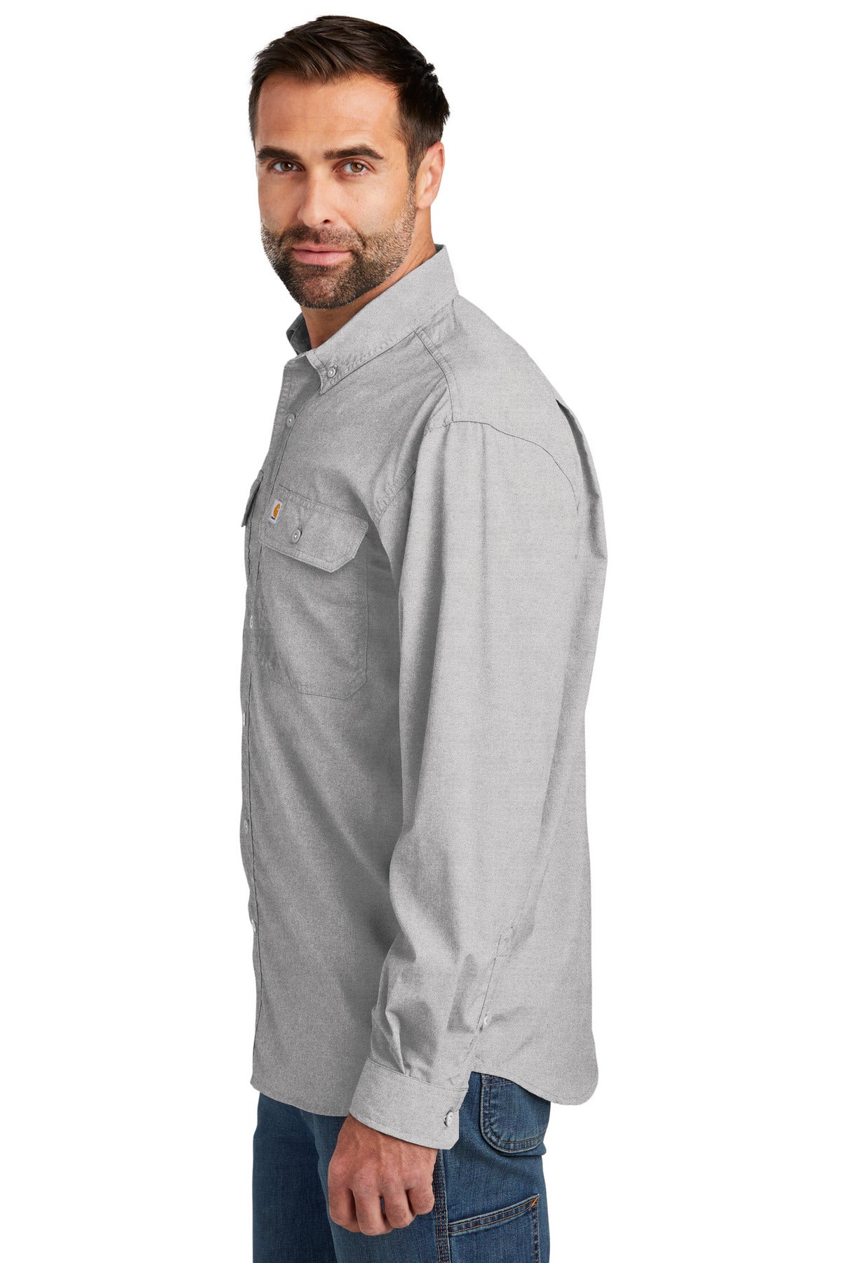 Steel Carhartt Force Solid Long Sleeve Shirt CT105291
