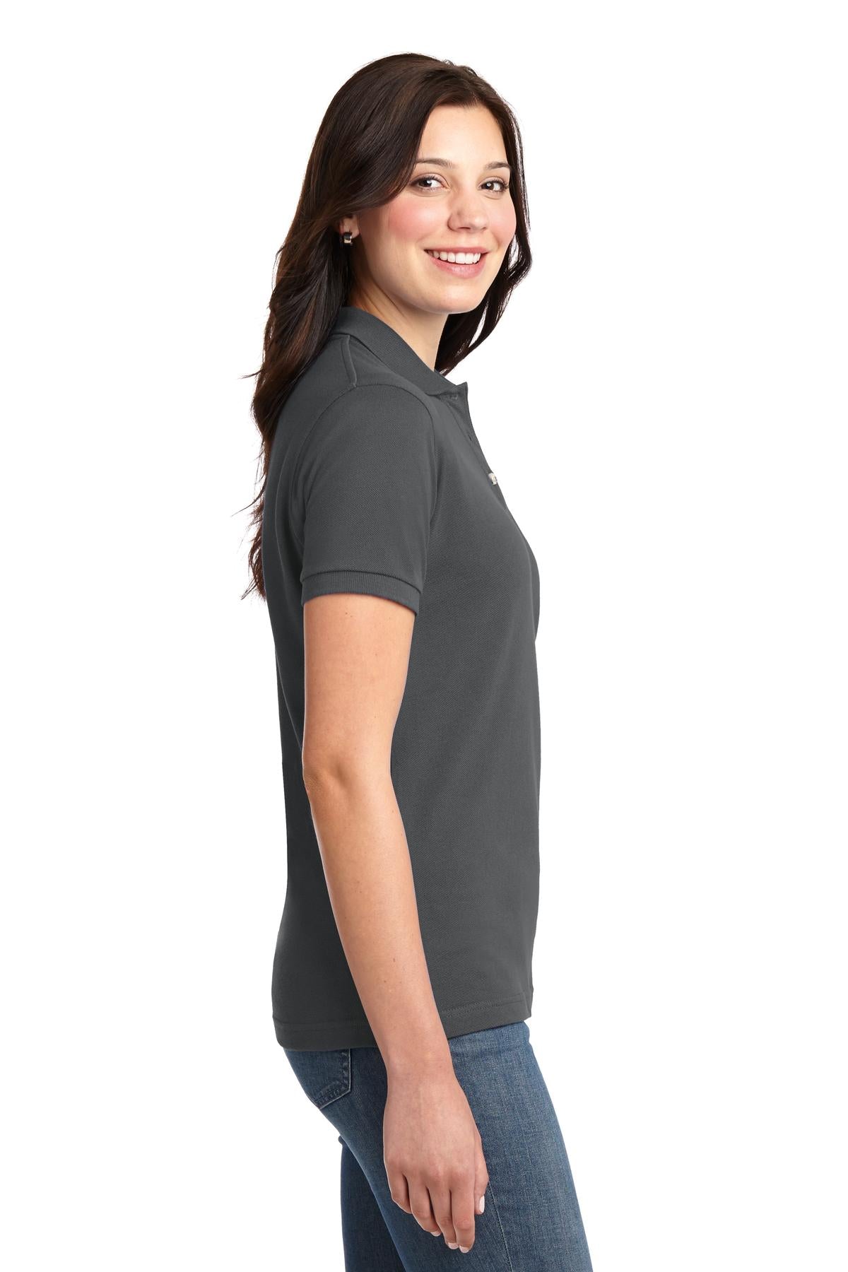 Steel Grey Port Authority Women's Heavyweight Cotton Pique Polo. L420
