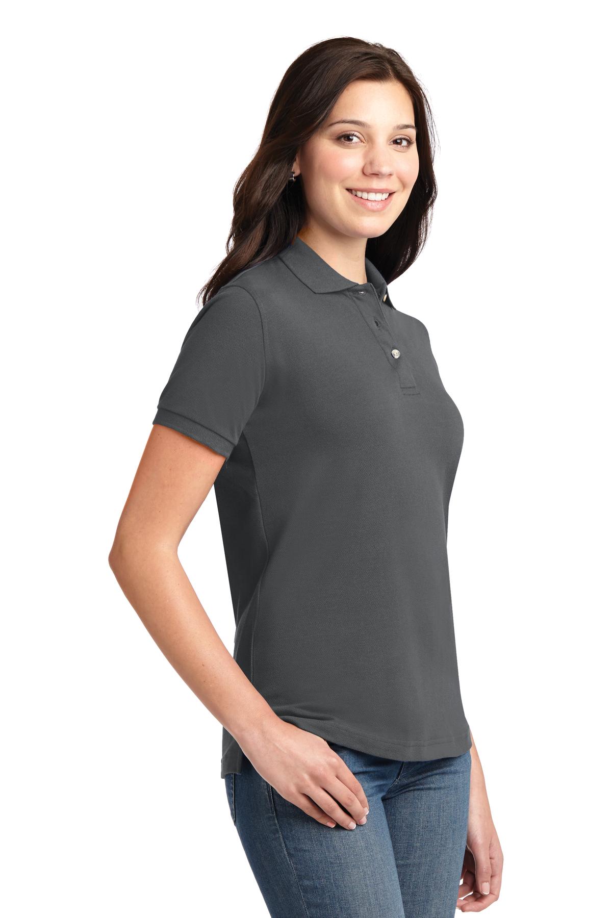 Steel Grey Port Authority Women's Heavyweight Cotton Pique Polo. L420