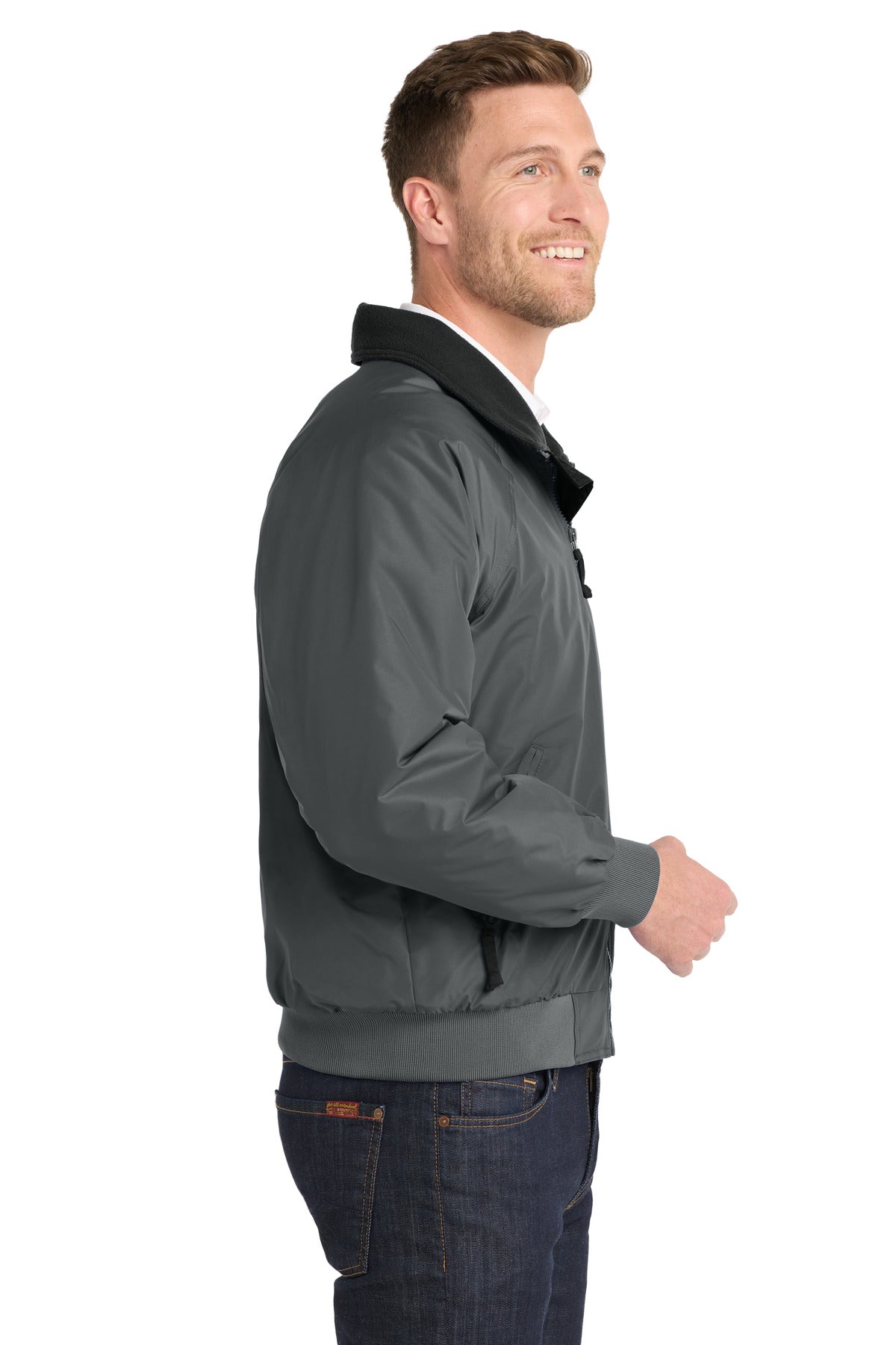 Steel Gry/T Bk Port Authority Challenger Jacket. J754