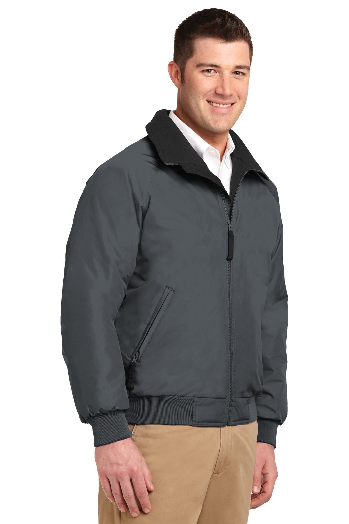 Steel Gry/T Bk Port Authority Challenger Jacket. J754