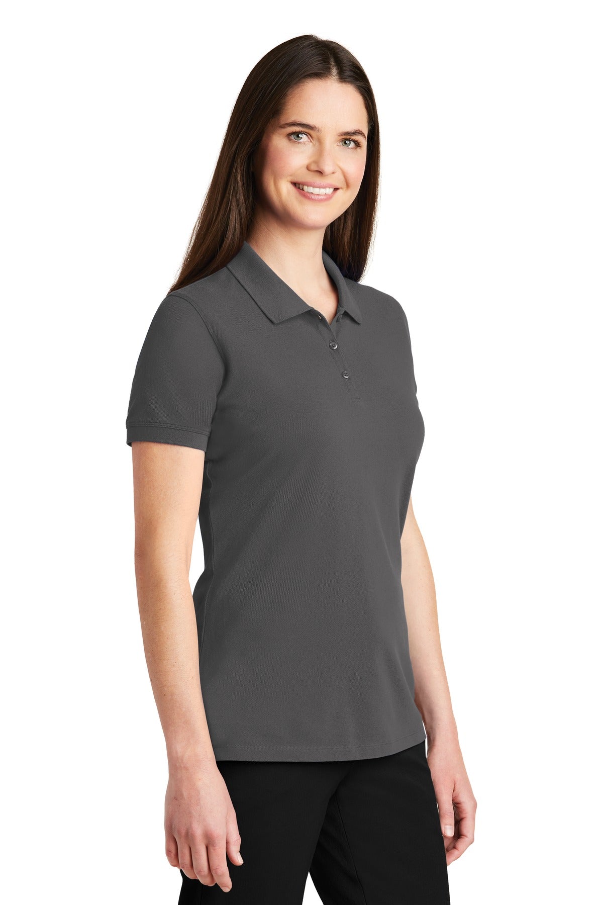 Sterling Grey Port Authority Women's EZCotton Polo. LK8000