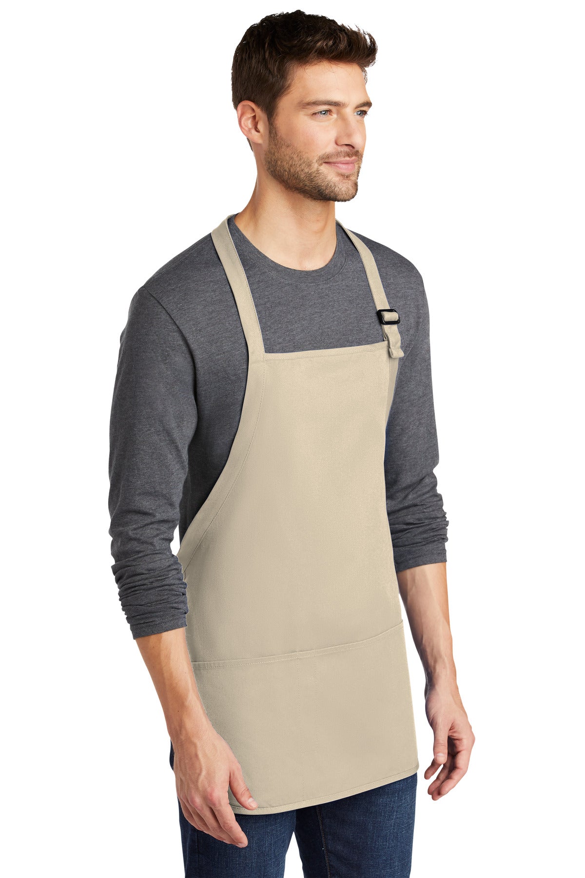 Stone Port Authority Medium-Length Apron with Pouch Pockets. A510