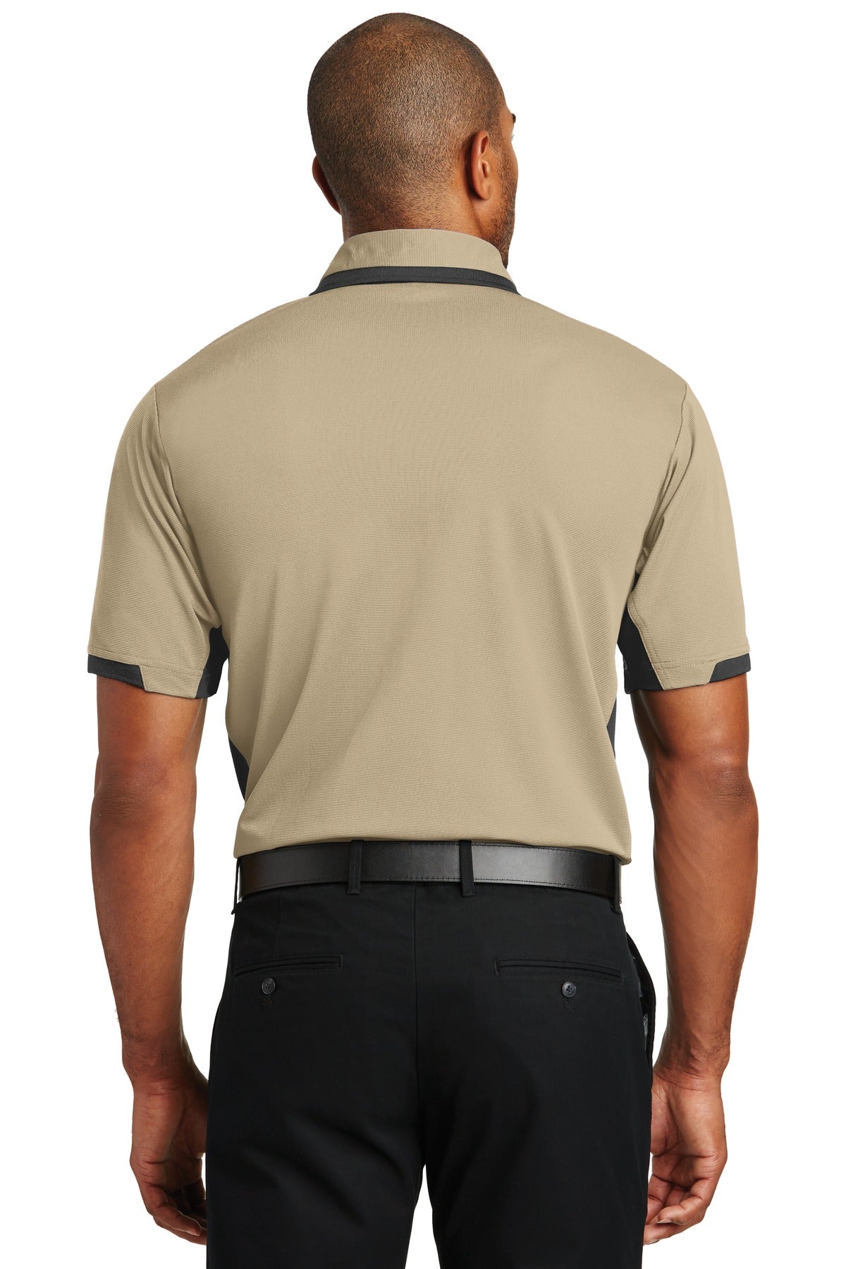 Stone/Black Port Authority Dry Zone Colorblock Ottoman Polo. K524