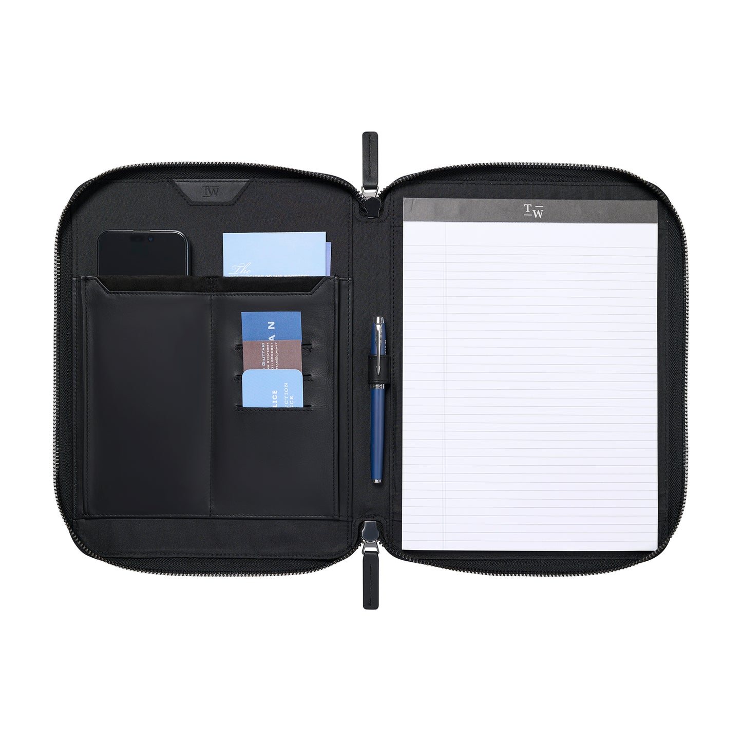 Black Travis & Wells® Envoy Executive Zipper Close Padfolio