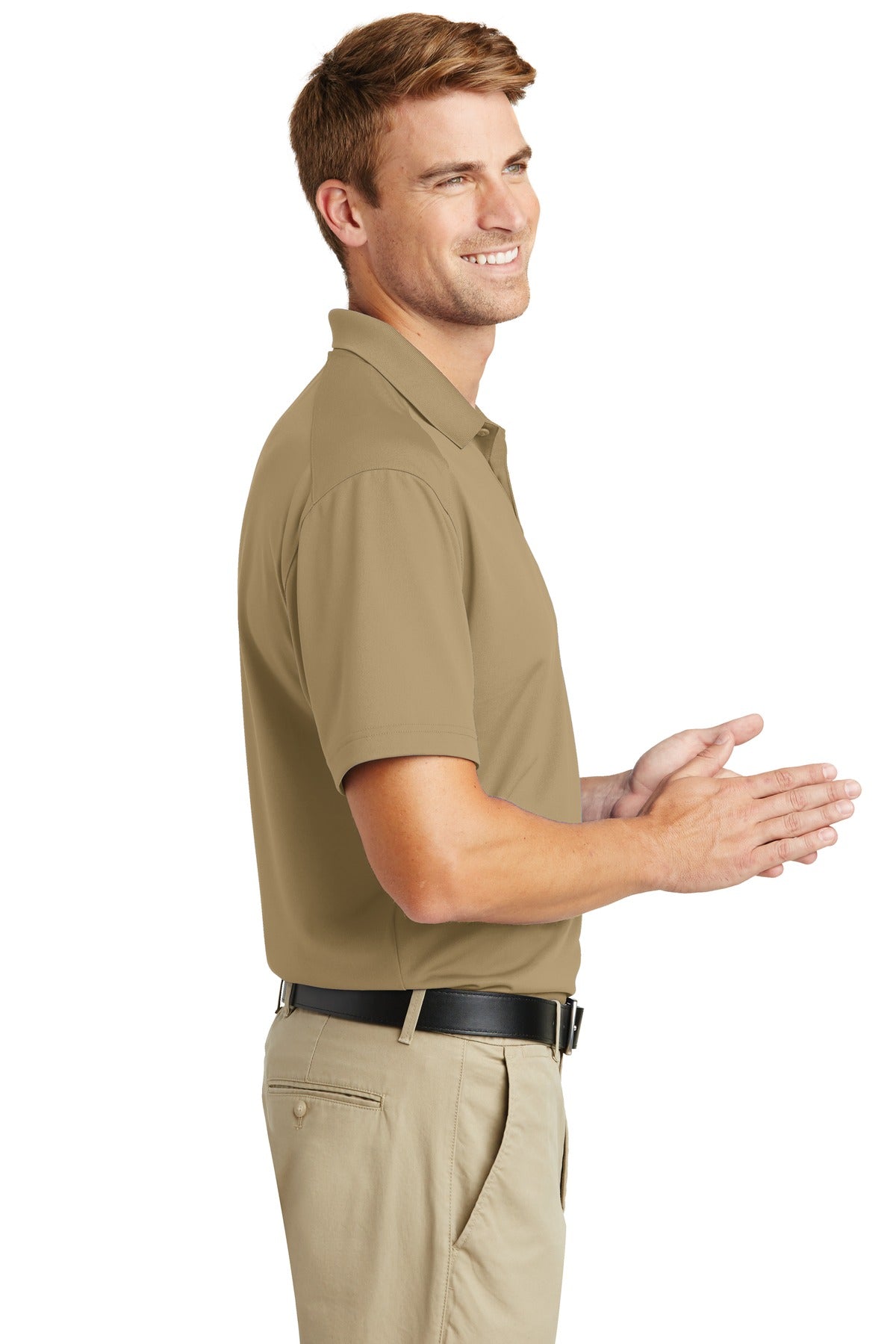 Tan CornerStone Select Lightweight Snag-Proof Polo. CS418