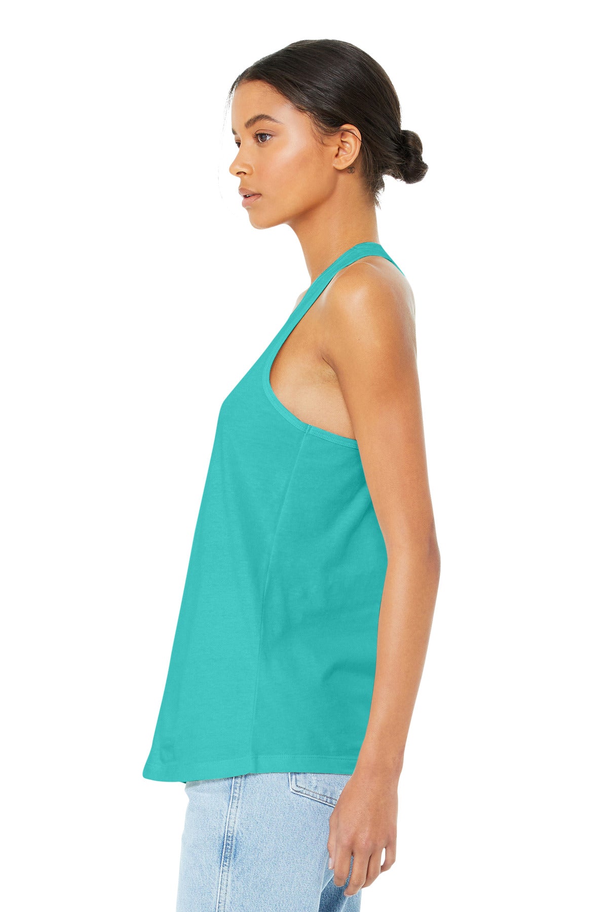 Teal BELLA+CANVAS Women's Jersey Racerback Tank. BC6008