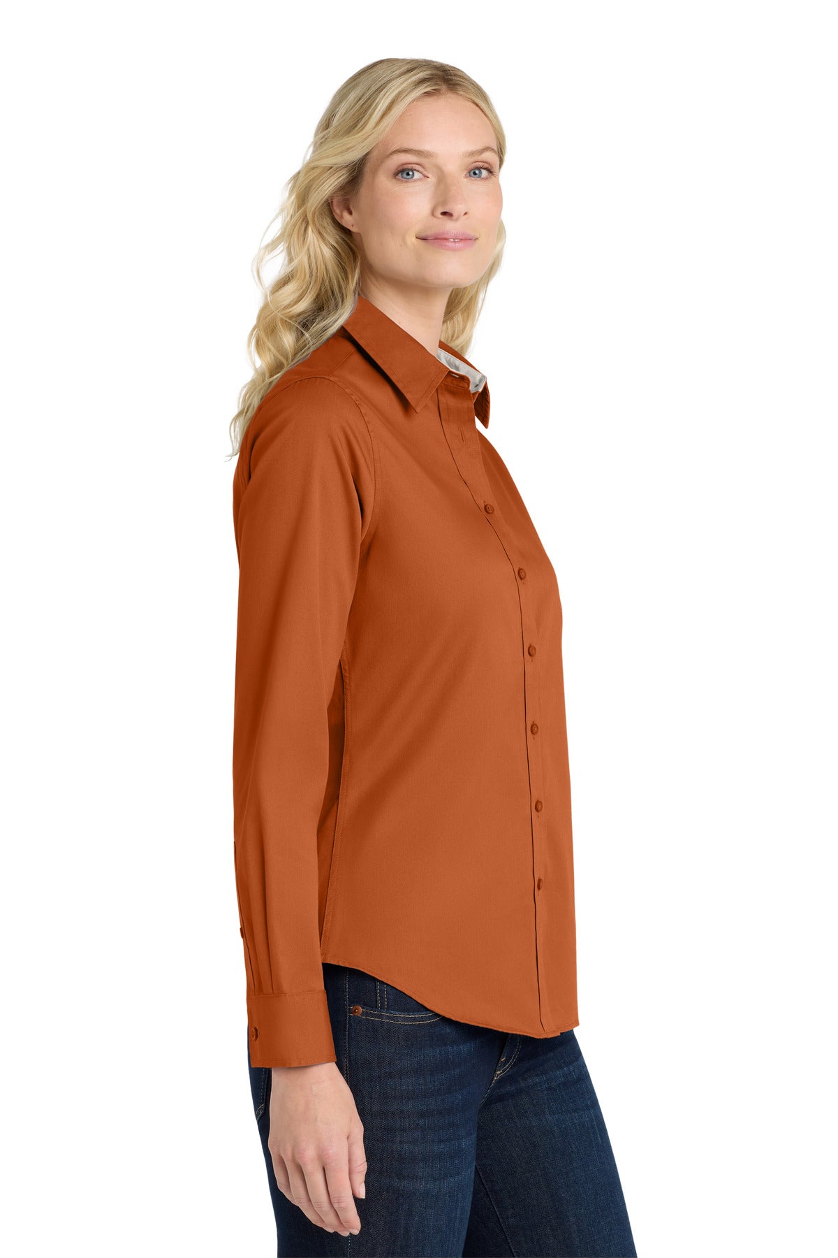Texas Orange Port Authority Women's Long Sleeve Easy Care Shirt. L608