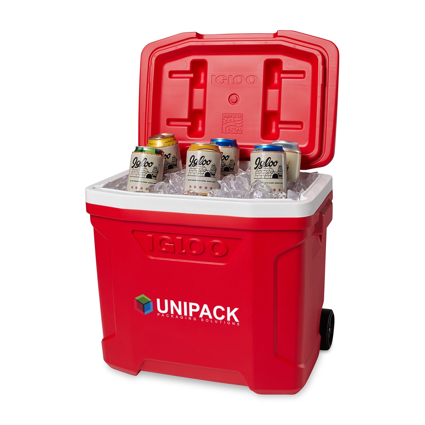 White-Red Star Igloo® Profile II 28 Qt Roller Cooler