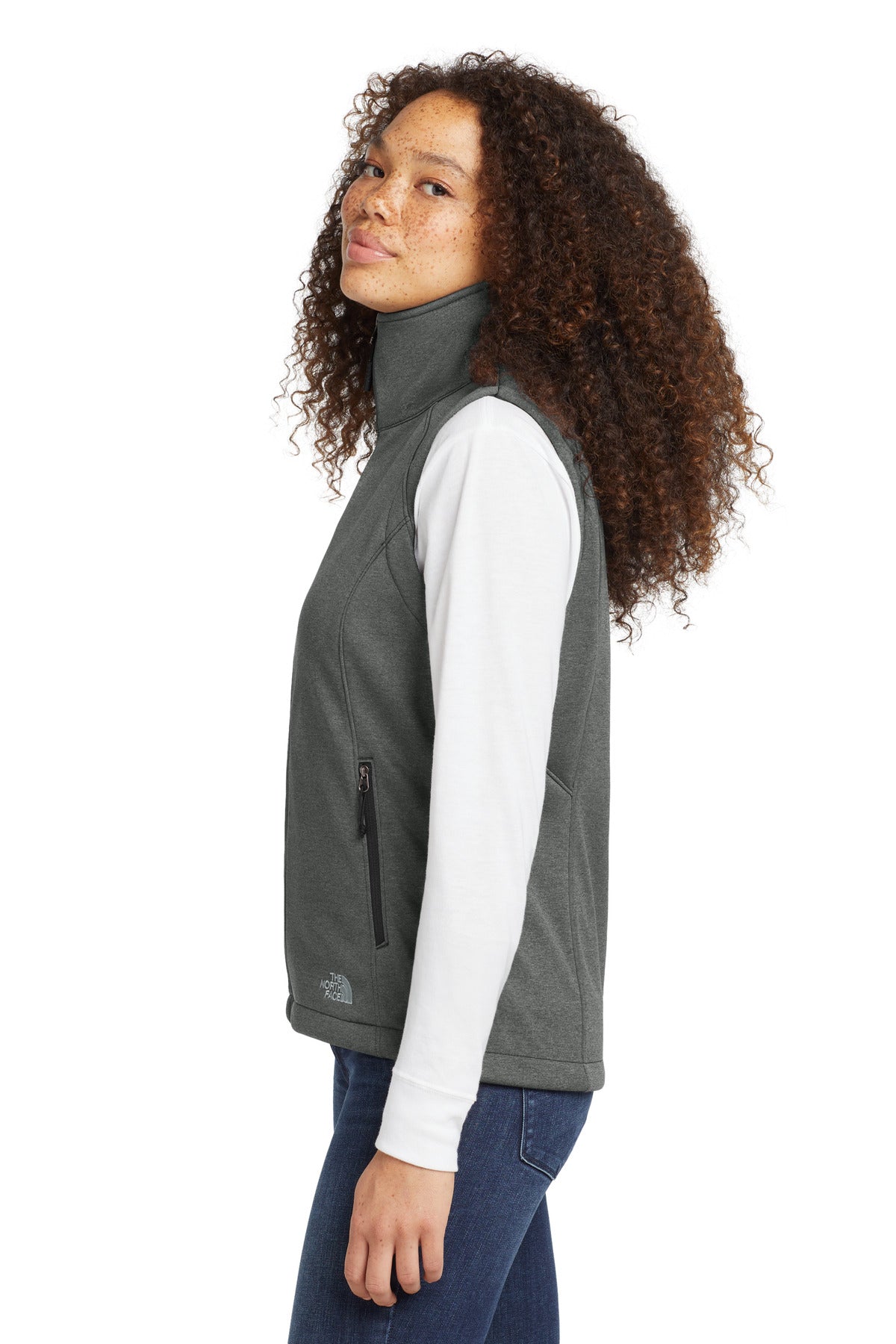 TNF Dk Grey He The North Face Women's Ridgewall Soft Shell Vest. NF0A3LH1