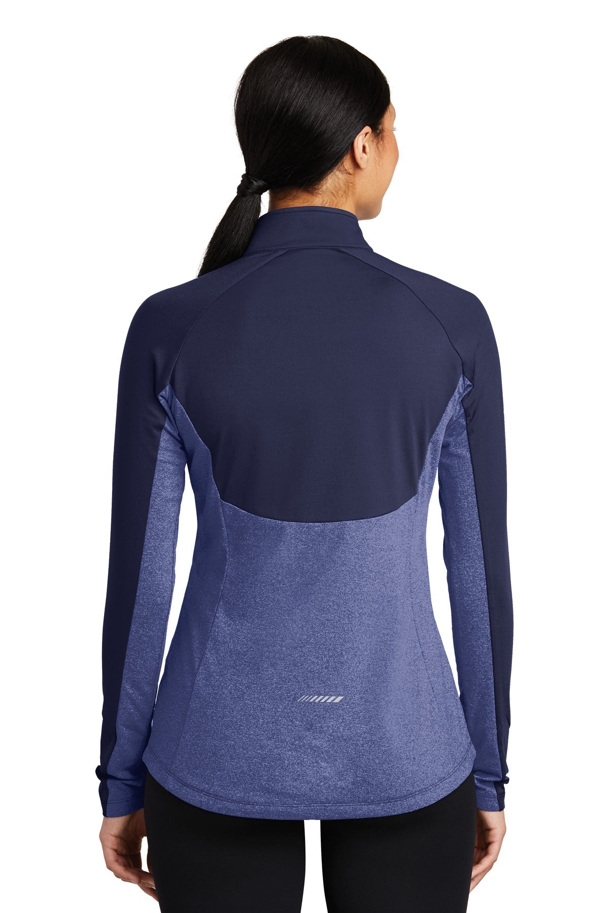 Tr Navy/Tr NyH Sport-Tek Women's Sport-Wick Stretch Contrast 1/4-Zip Pullover. LST854