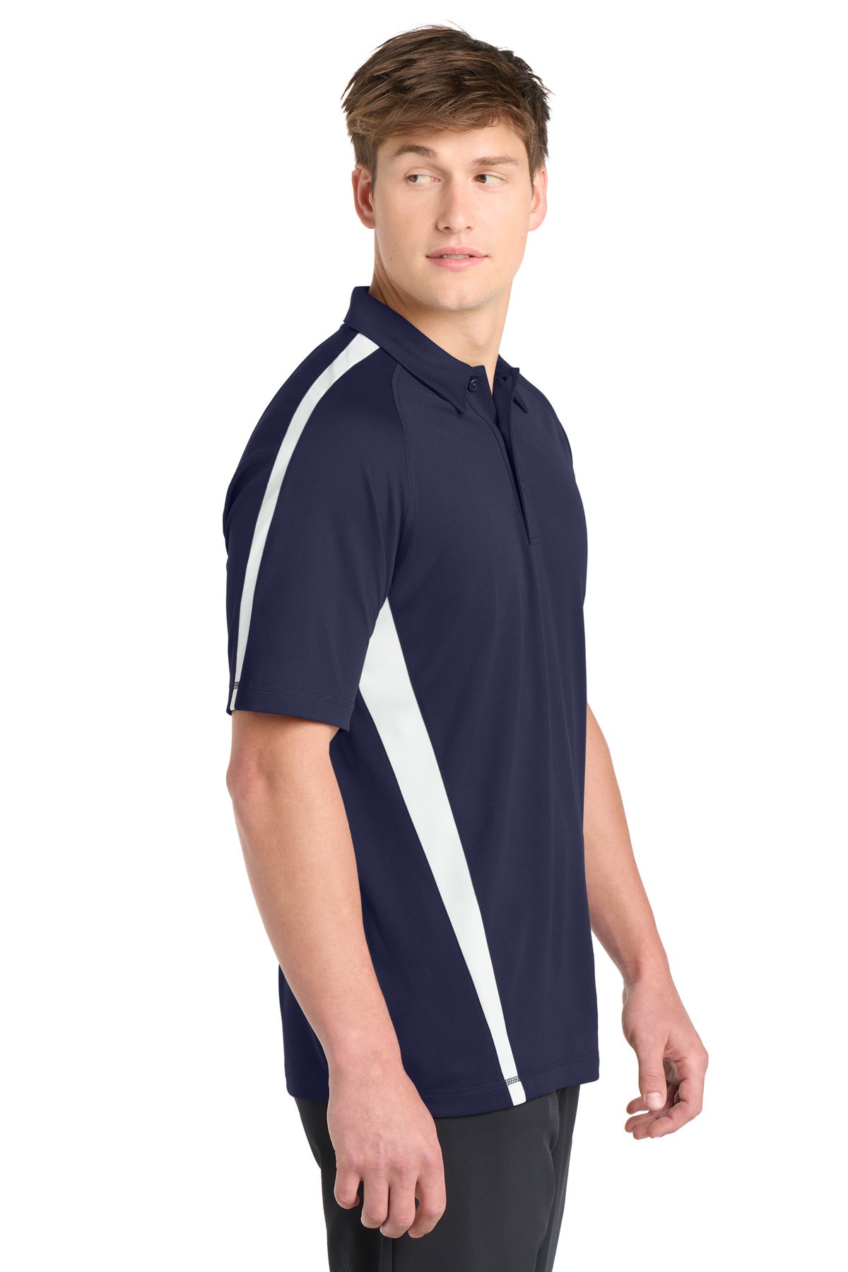 Tr Navy/White Sport-Tek PosiCharge Micro-Mesh Colorblock Polo. ST685