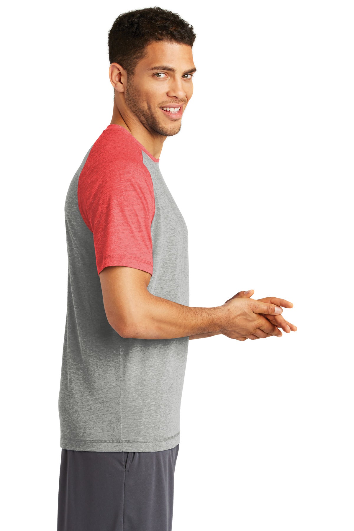 Tr Red Hth/LGH Sport-Tek PosiCharge Tri-Blend Wicking Raglan Tee. ST400