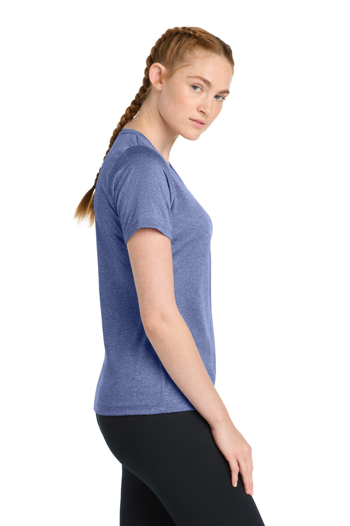Tr Royal Hthr Sport-Tek Women's Heather Contender Scoop Neck Tee. LST360