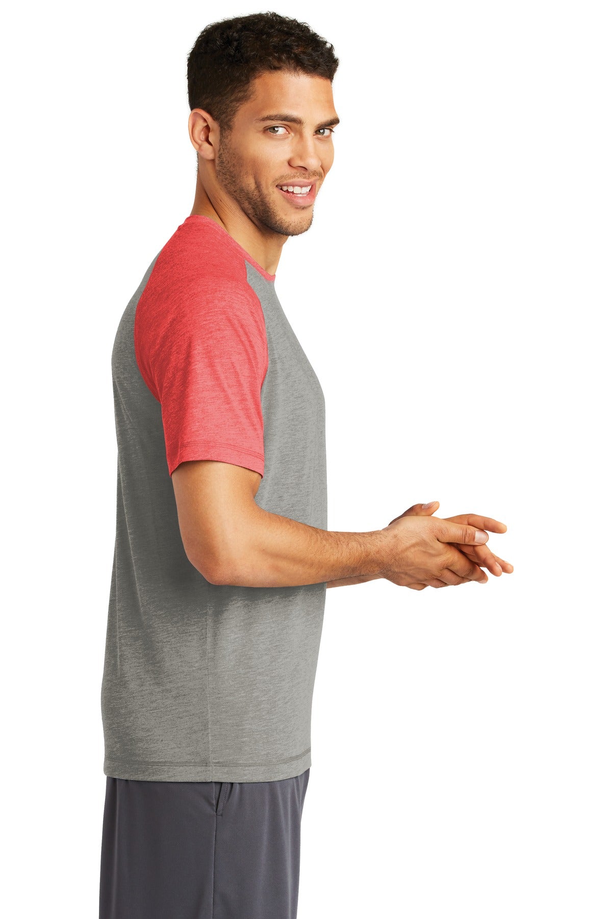 Tr Royl He/LGH Sport-Tek PosiCharge Tri-Blend Wicking Raglan Tee. ST400