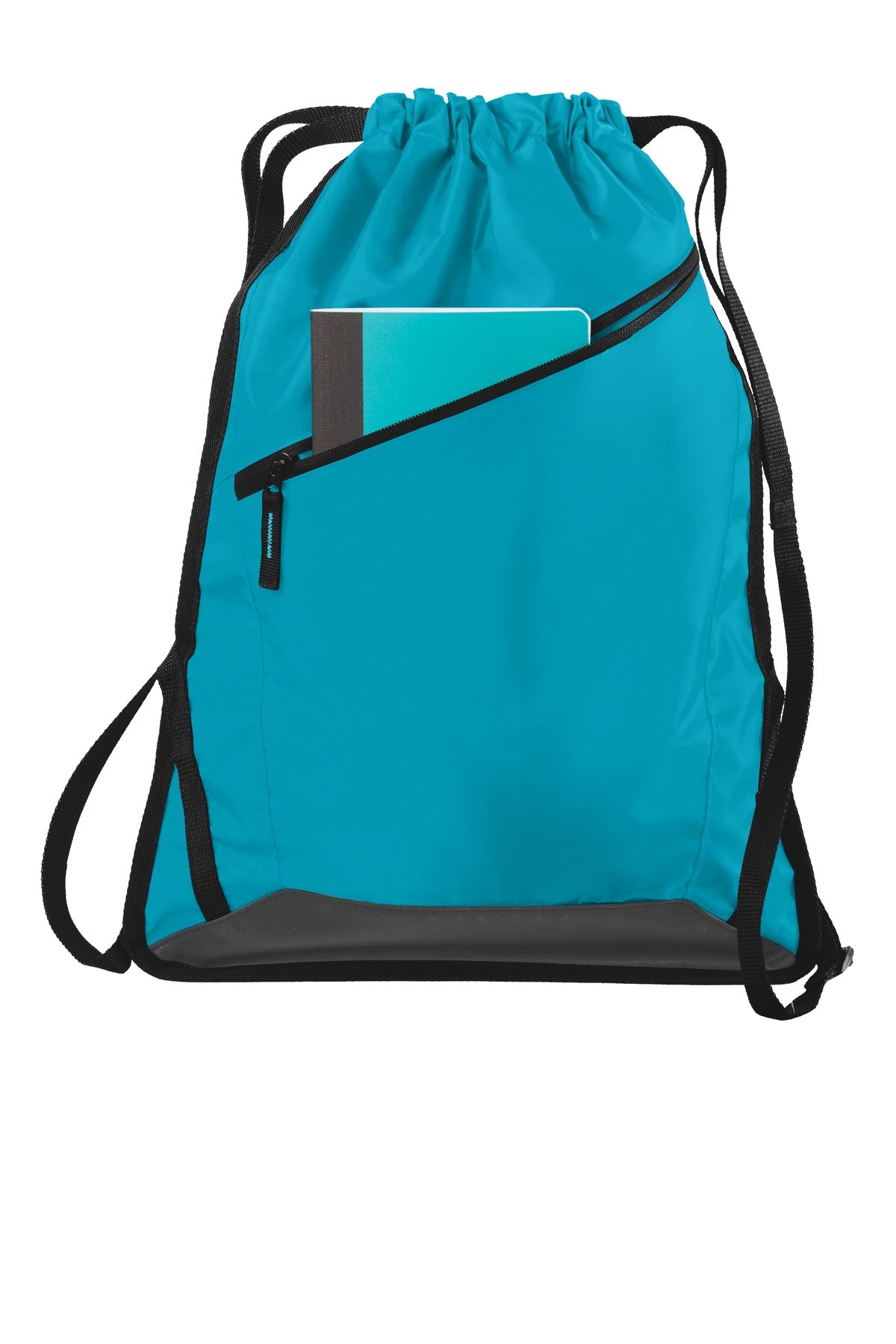 Tropic Blue/Bk Port Authority Zip-It Cinch Pack. BG616